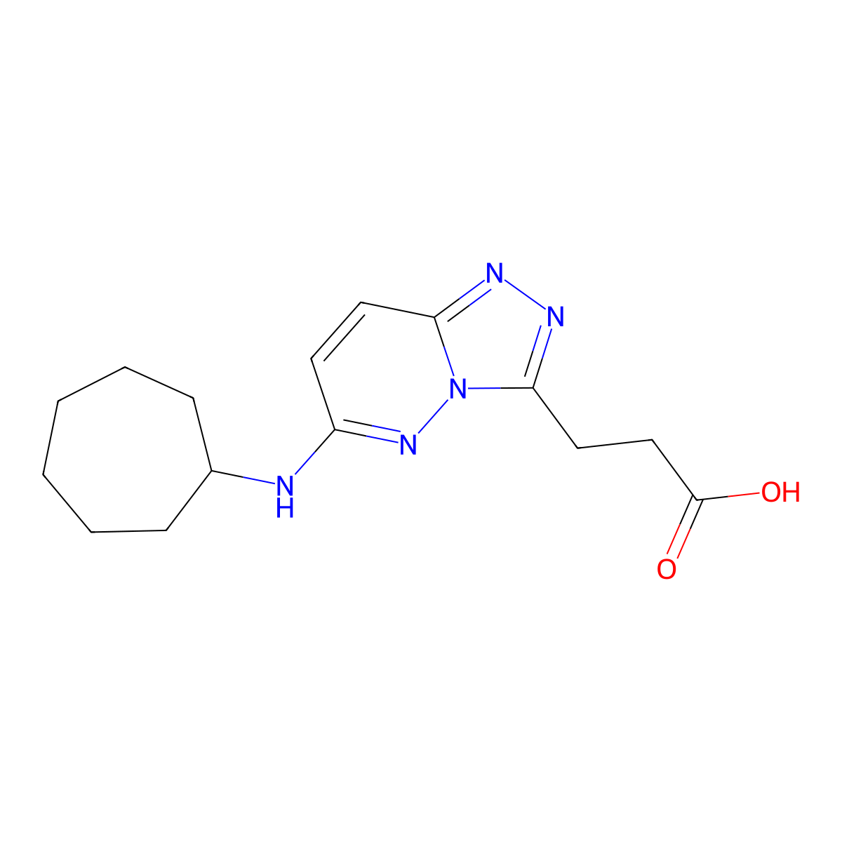 3-[6-(Cycloheptylamino)[1,2,4]triazolo[4,3-b]pyridazin-3-yl]propanoic acid molecular structure, CAS 1144491-14-4