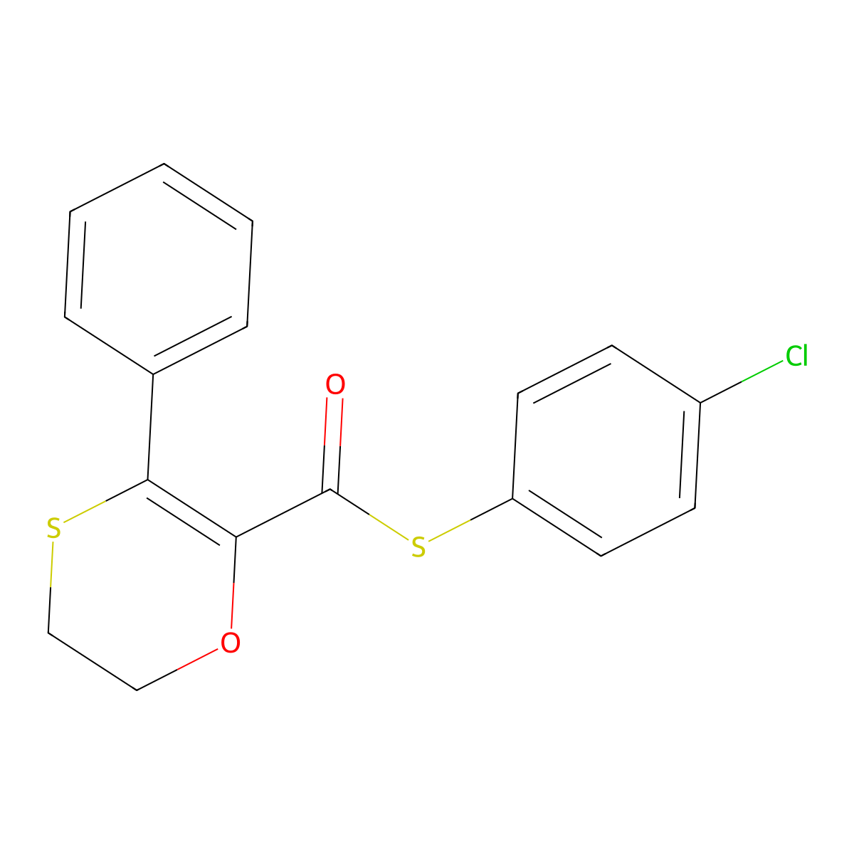 S-(4-chlorophenyl) 3-phenyl-5,6-dihydro-1,4-oxathiine-2-carbothioate molecular structure, CAS 1144491-18-8