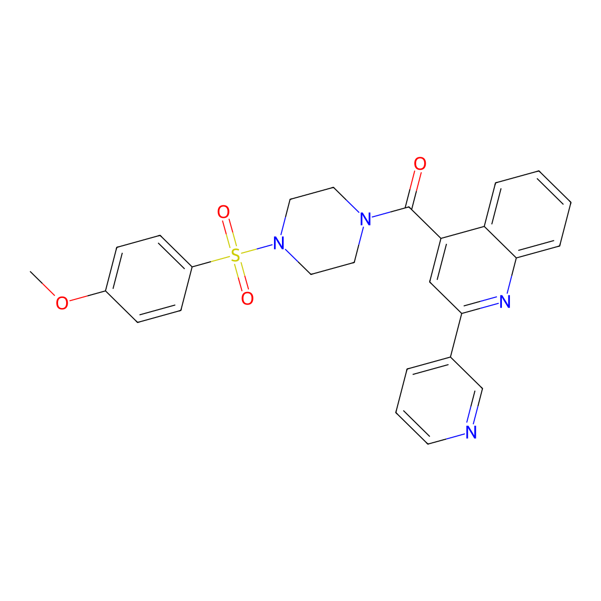 {4-[(4-Methoxyphenyl)sulfonyl]piperazino}[2-(3-pyridyl)-4-quinolyl]methanone molecular structure, CAS 1144491-21-3