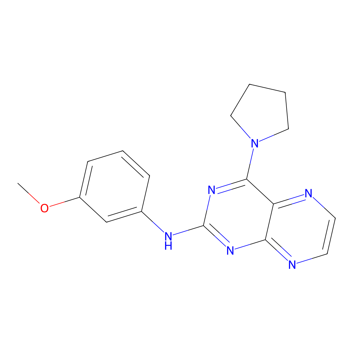 N-(3-methoxyphenyl)-4-(pyrrolidin-1-yl)pteridin-2-amine molecular structure, CAS 1144491-23-5