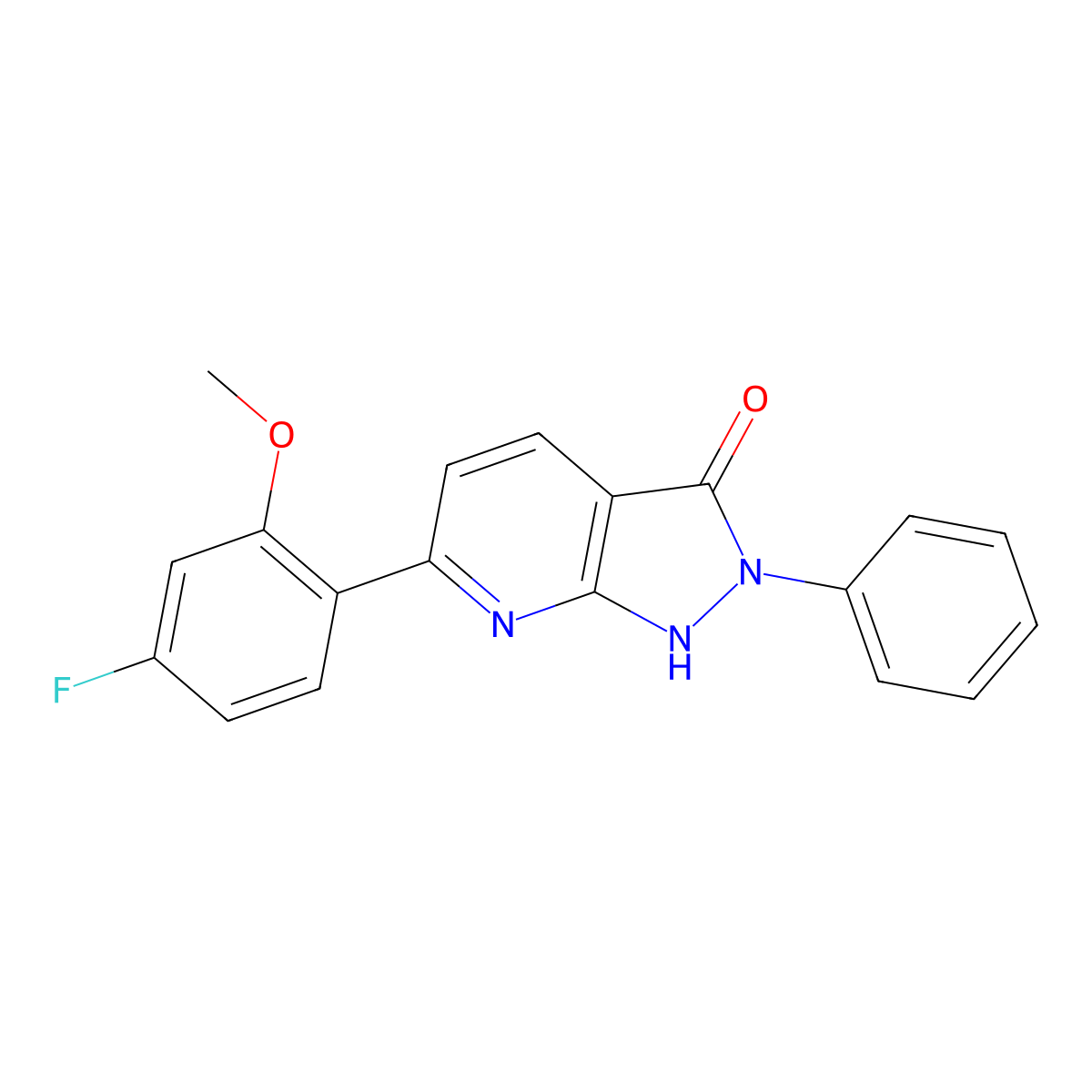 6-(4-fluoro-2-methoxyphenyl)-2-phenyl-1,2-dihydro-3H-pyrazolo[3,4-b]pyridin-3-one molecular structure, CAS 1144491-52-0