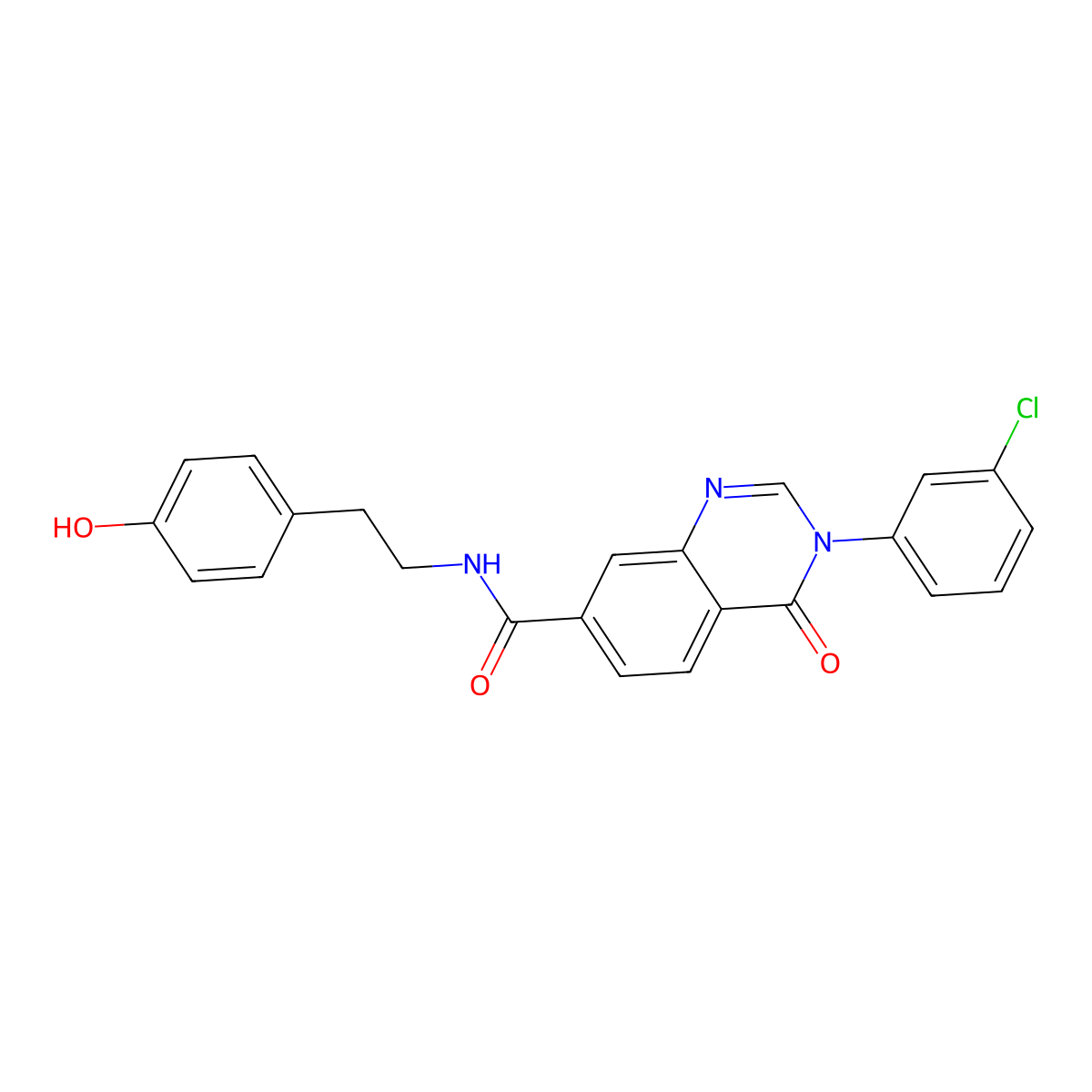 3-(3-chlorophenyl)-N-[2-(4-hydroxyphenyl)ethyl]-4-oxo-3,4-dihydroquinazoline-7-carboxamide molecular structure, CAS 1144491-71-3