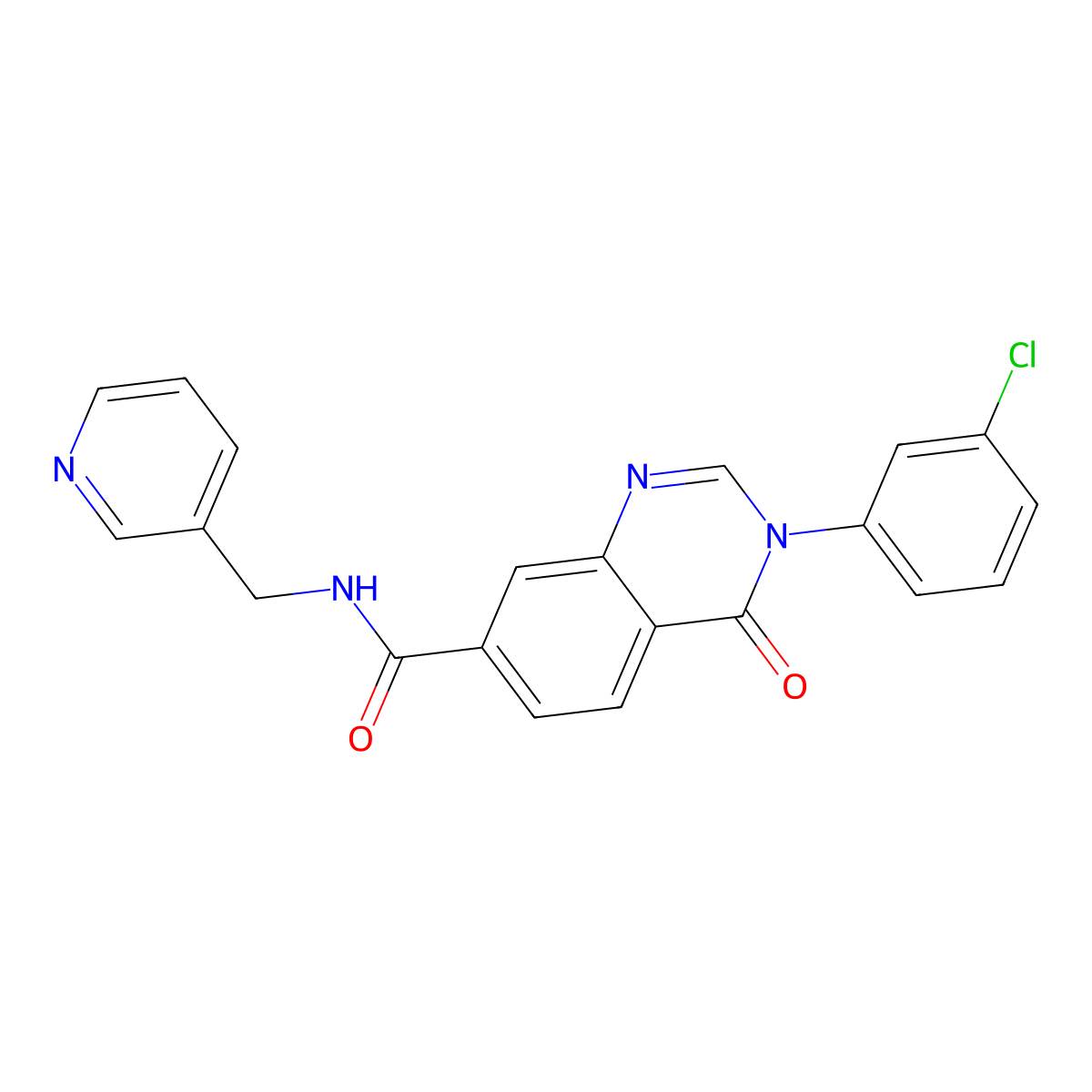 3-(3-chlorophenyl)-4-oxo-N-(pyridin-3-ylmethyl)-3,4-dihydroquinazoline-7-carboxamide molecular structure, CAS 1144492-15-8