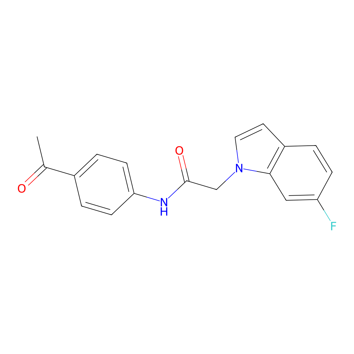 N-(4-acetylphenyl)-2-(6-fluoro-1H-indol-1-yl)acetamide molecular structure, CAS 1144492-31-8