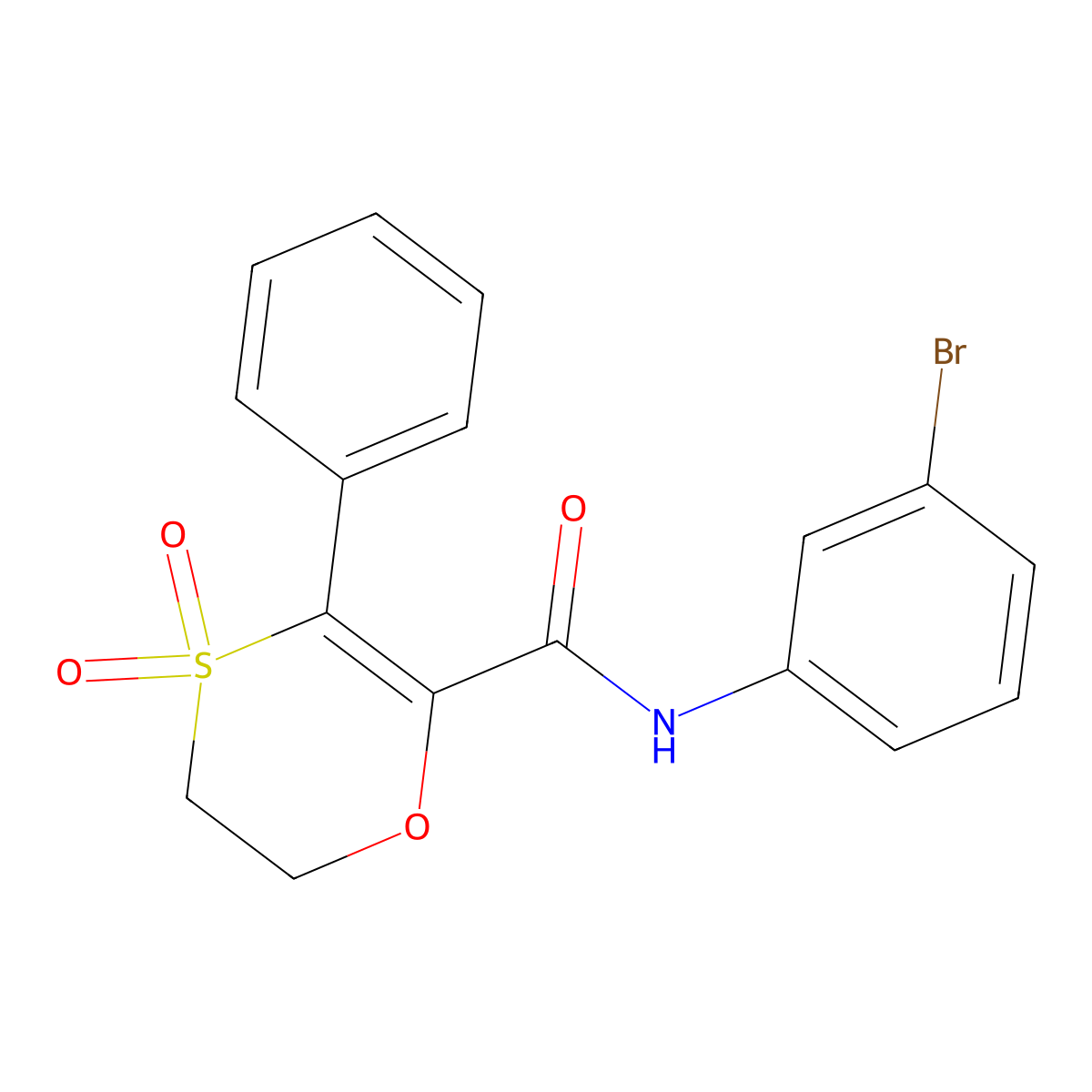 N-(3-bromophenyl)-3-phenyl-5,6-dihydro-1,4-oxathiine-2-carboxamide 4,4-dioxide molecular structure, CAS 1144492-61-4