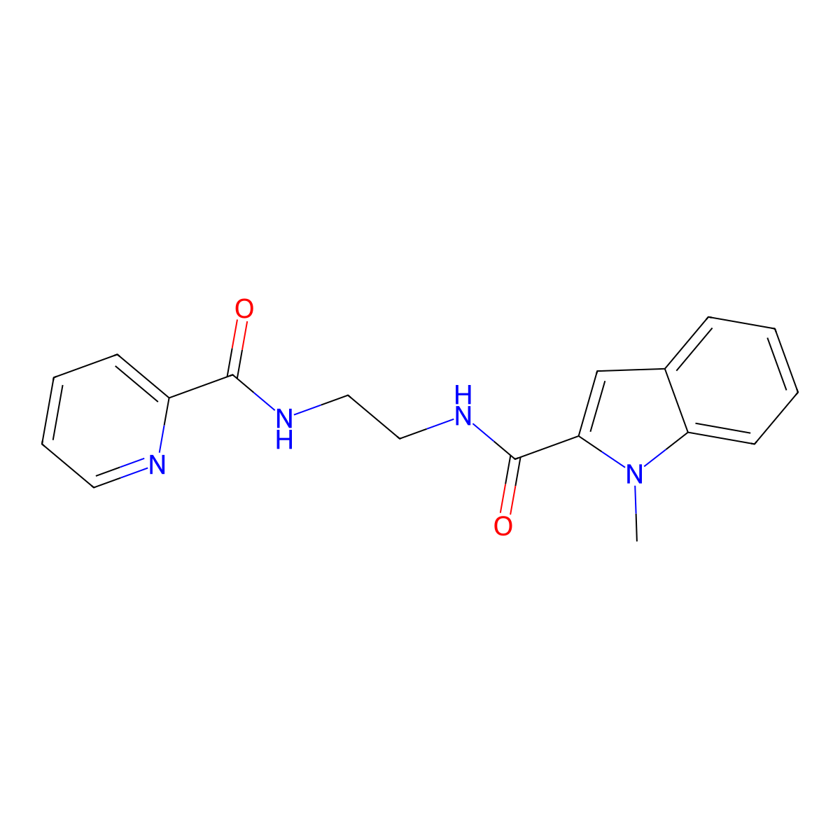 1-methyl-N-{2-[(pyridin-2-ylcarbonyl)amino]ethyl}-1H-indole-2-carboxamide molecular structure, CAS 1144493-42-4