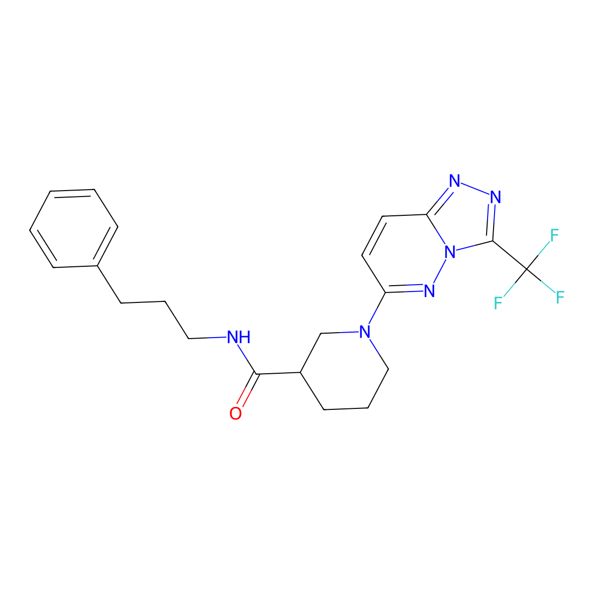 N-(3-phenylpropyl)-1-[3-(trifluoromethyl)[1,2,4]triazolo[4,3-b]pyridazin-6-yl]piperidine-3-carboxamide molecular structure, CAS 1144493-48-0