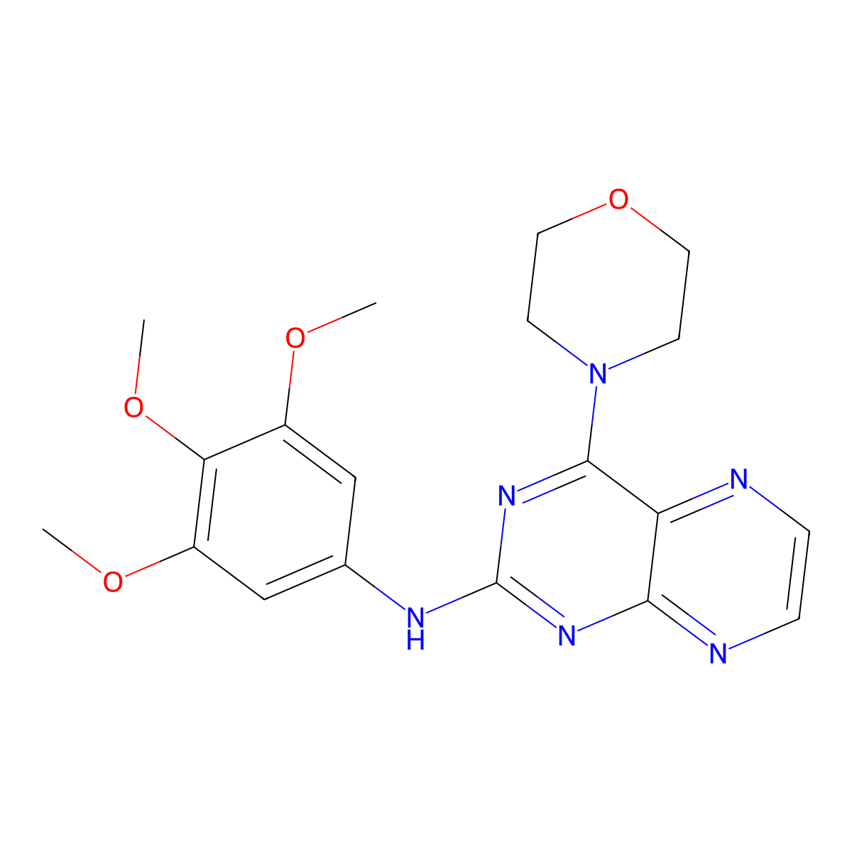 4-(morpholin-4-yl)-N-(3,4,5-trimethoxyphenyl)pteridin-2-amine molecular structure, CAS 1144493-70-8