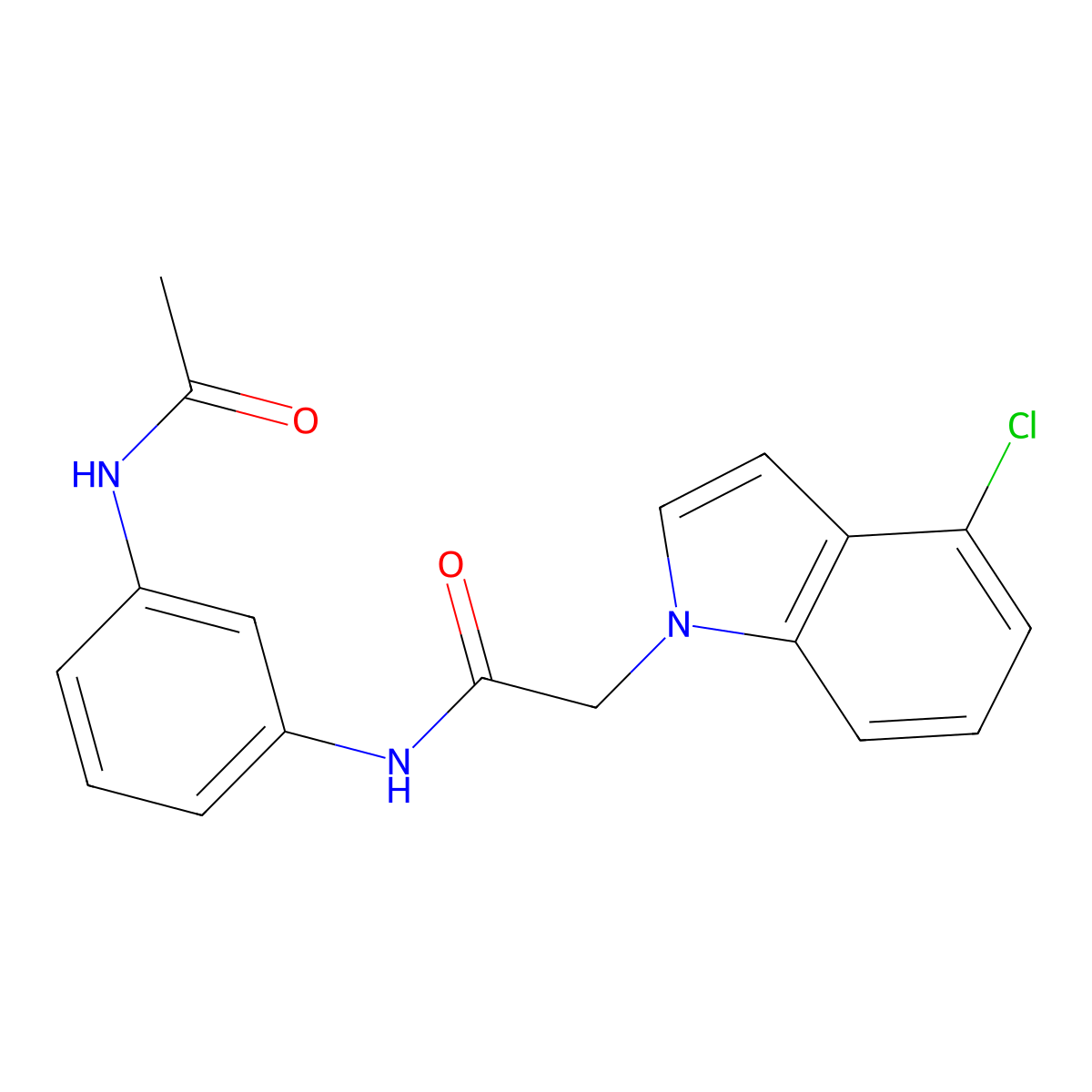 N-[3-(acetylamino)phenyl]-2-(4-chloro-1H-indol-1-yl)acetamide molecular structure, CAS 1144493-73-1