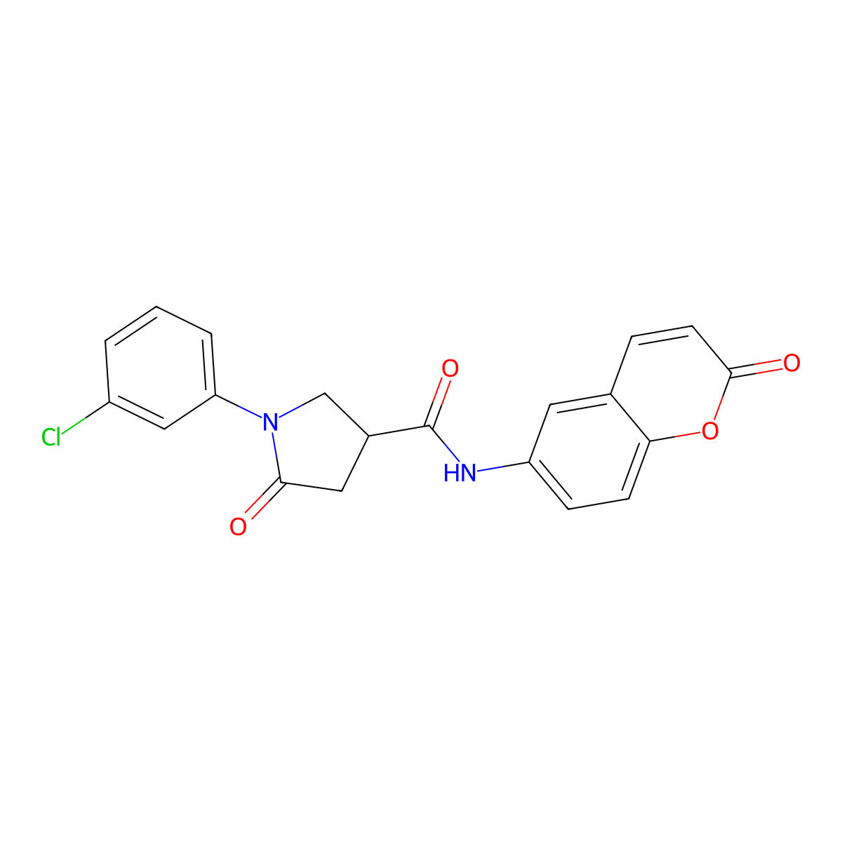 1-(3-chlorophenyl)-5-oxo-N-(2-oxo-2H-chromen-6-yl)pyrrolidine-3-carboxamide molecular structure, CAS 1144493-81-1