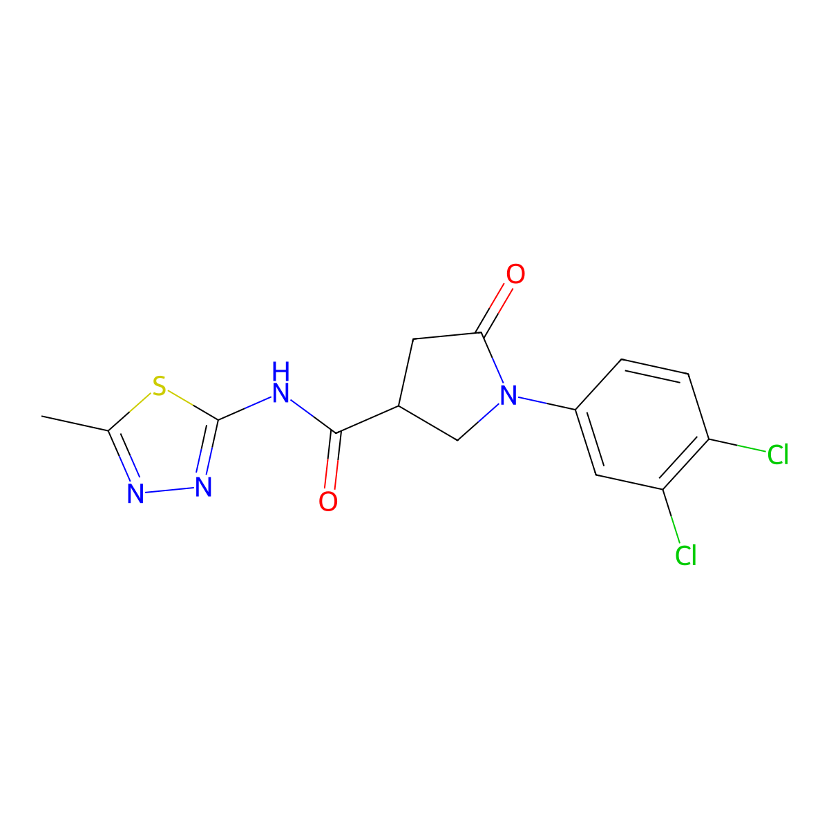 1-(3,4-dichlorophenyl)-N-(5-methyl-1,3,4-thiadiazol-2-yl)-5-oxopyrrolidine-3-carboxamide molecular structure, CAS 1144493-91-3