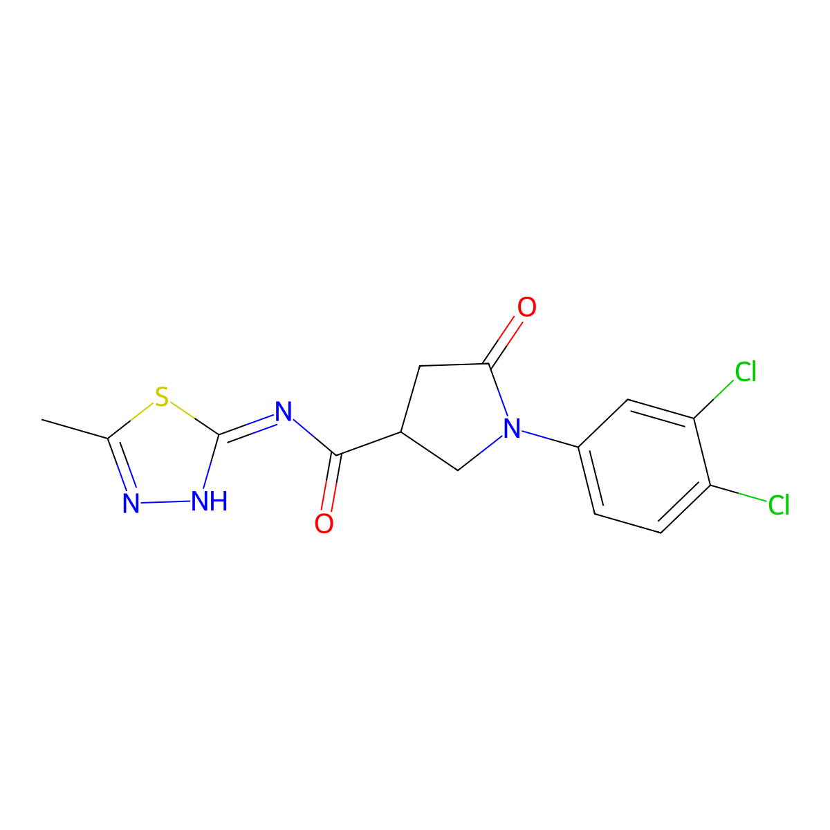 1-(3,4-dichlorophenyl)-N-(5-methyl-1,3,4-thiadiazol-2-yl)-5-oxopyrrolidine-3-carboxamide molecular structure, CAS 1144493-91-3