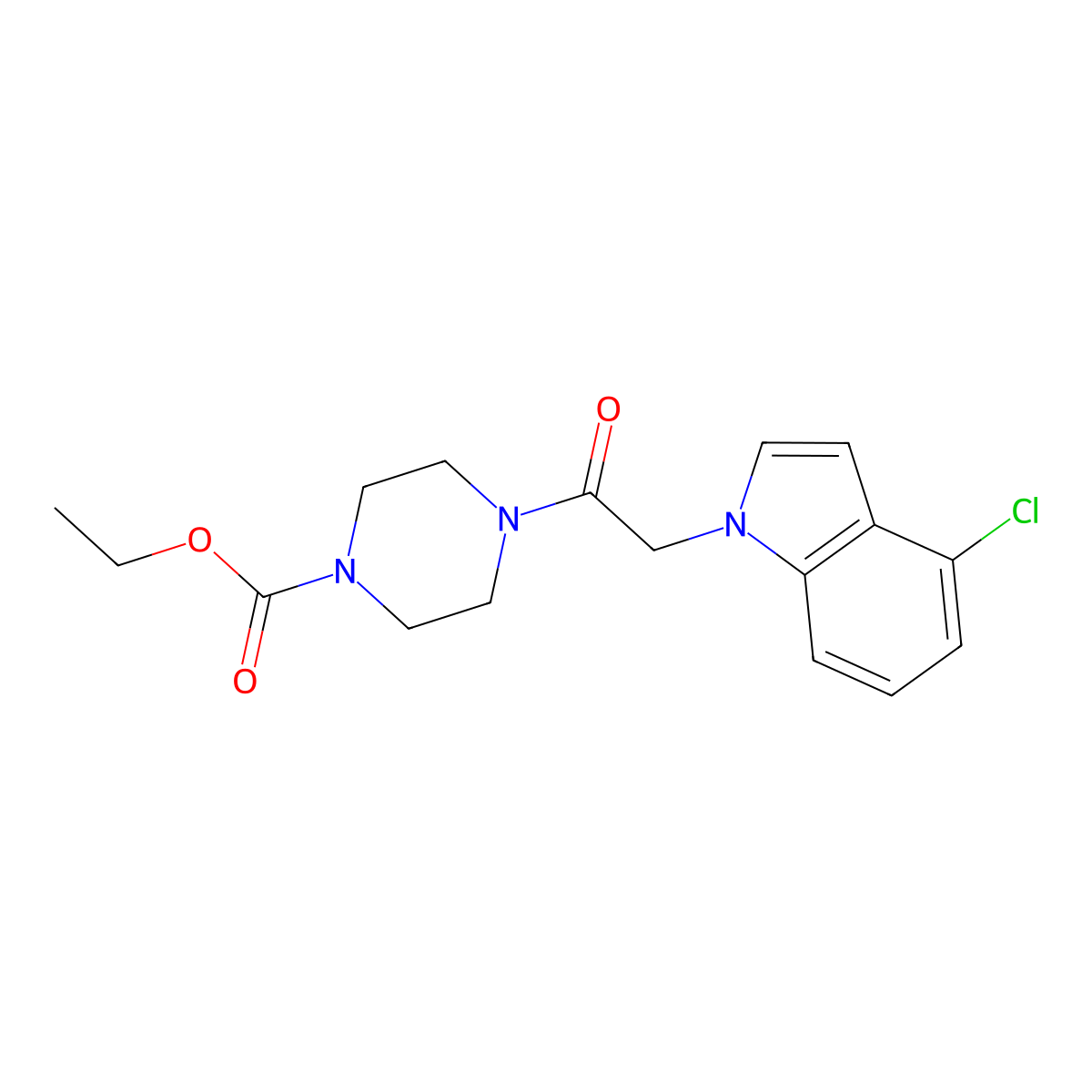 ethyl 4-[(4-chloro-1H-indol-1-yl)acetyl]-1-piperazinecarboxylate molecular structure, CAS 1144494-14-3