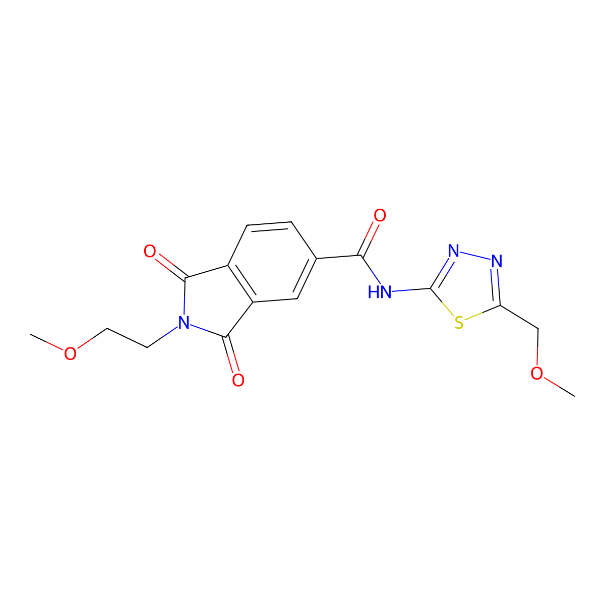 2-(2-methoxyethyl)-N-[(2E)-5-(methoxymethyl)-1,3,4-thiadiazol-2(3H)-ylidene]-1,3-dioxo-2,3-dihydro-1H-isoindole-5-carboxamide molecular structure, CAS 1144494-15-4