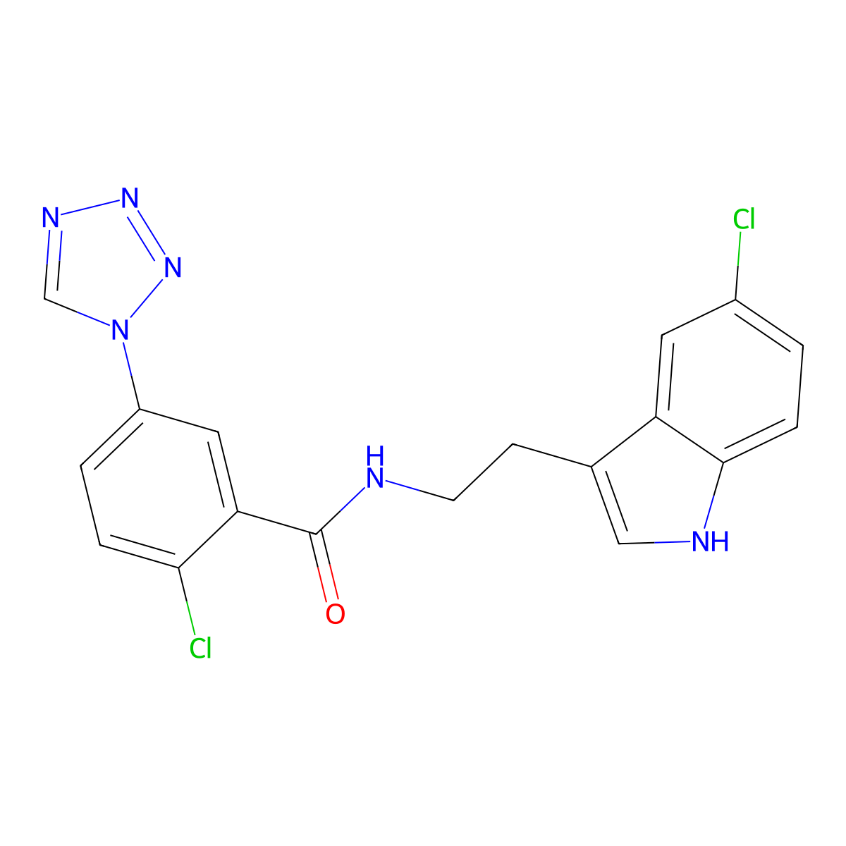 2-chloro-N-[2-(5-chloro-1H-indol-3-yl)ethyl]-5-(1H-tetrazol-1-yl)benzamide molecular structure, CAS 1144494-22-3