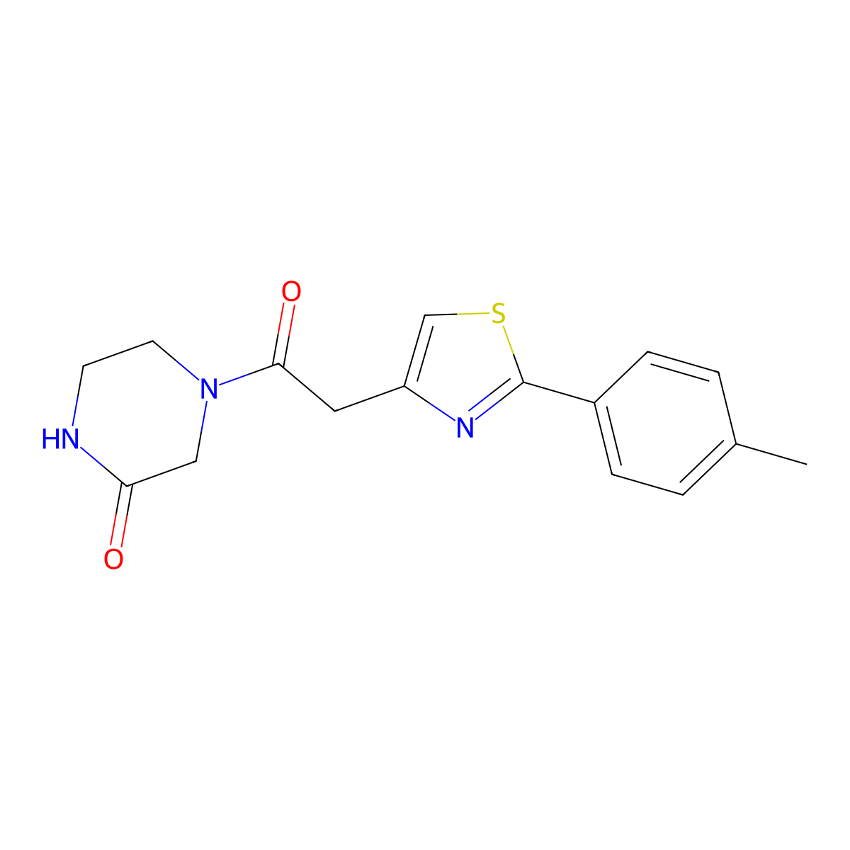 4-{[2-(4-Methylphenyl)-1,3-thiazol-4-yl]acetyl}piperazin-2-one molecular structure, CAS 1144494-37-0