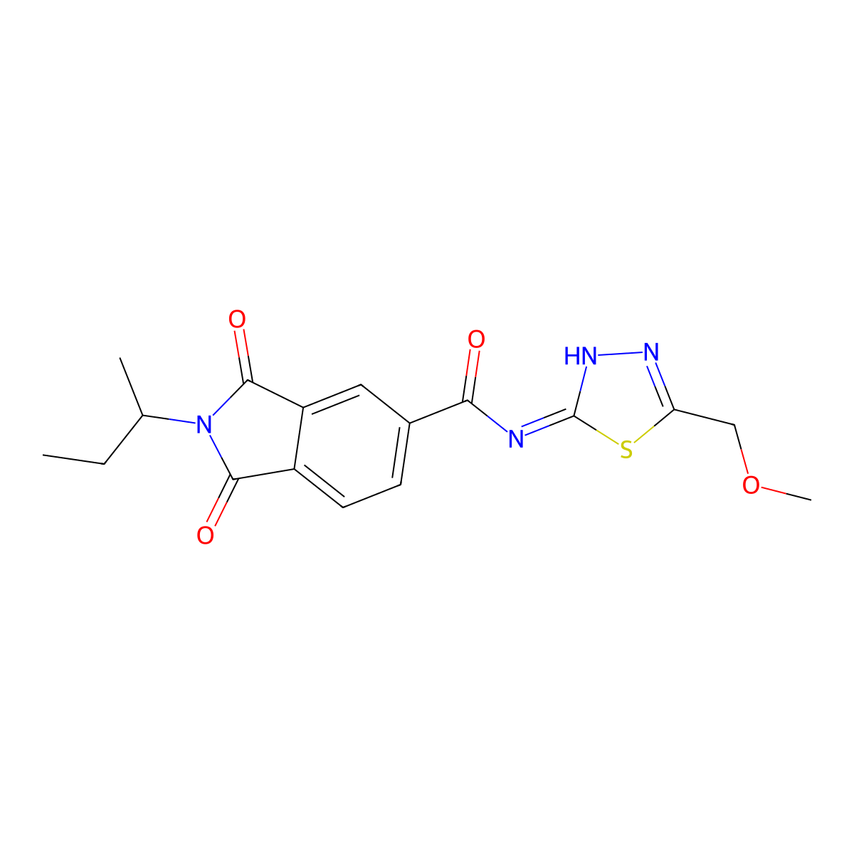 2-(butan-2-yl)-N-[(2E)-5-(methoxymethyl)-1,3,4-thiadiazol-2(3H)-ylidene]-1,3-dioxo-2,3-dihydro-1H-isoindole-5-carboxamide molecular structure, CAS 1144494-56-3