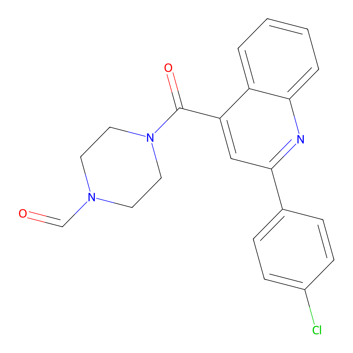 4-{[2-(4-Chlorophenyl)-4-quinolinyl]carbonyl}-1-piperazinecarbaldehyde molecular structure, CAS 1144494-85-8