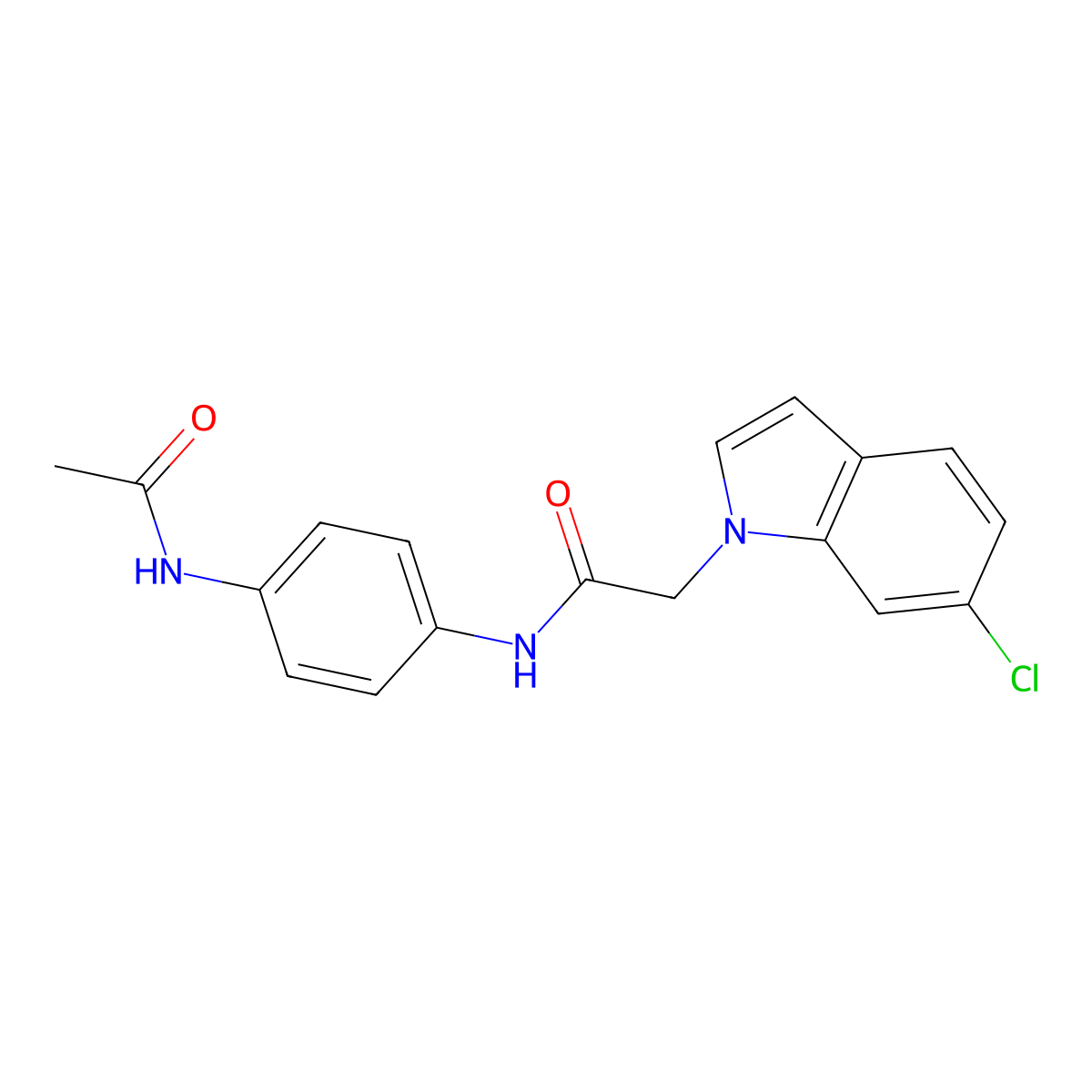 N-[4-(acetylamino)phenyl]-2-(6-chloro-1H-indol-1-yl)acetamide molecular structure, CAS 1144494-98-3