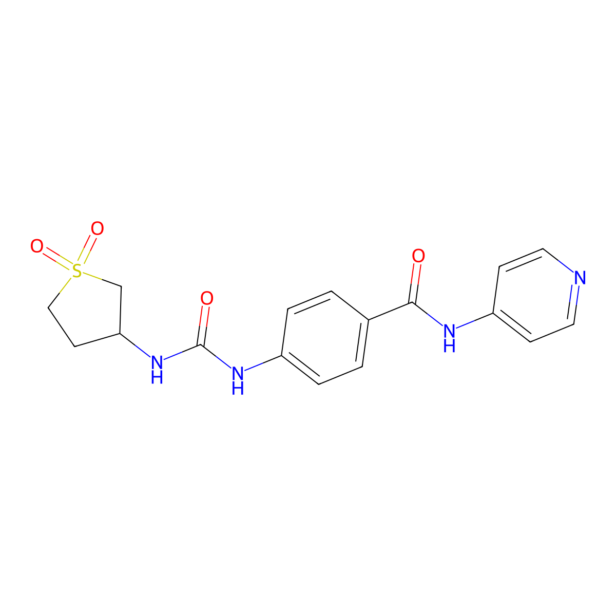 4-{[(1,1-dioxidotetrahydrothiophen-3-yl)carbamoyl]amino}-N-(pyridin-4-yl)benzamide molecular structure, CAS 1144495-01-1