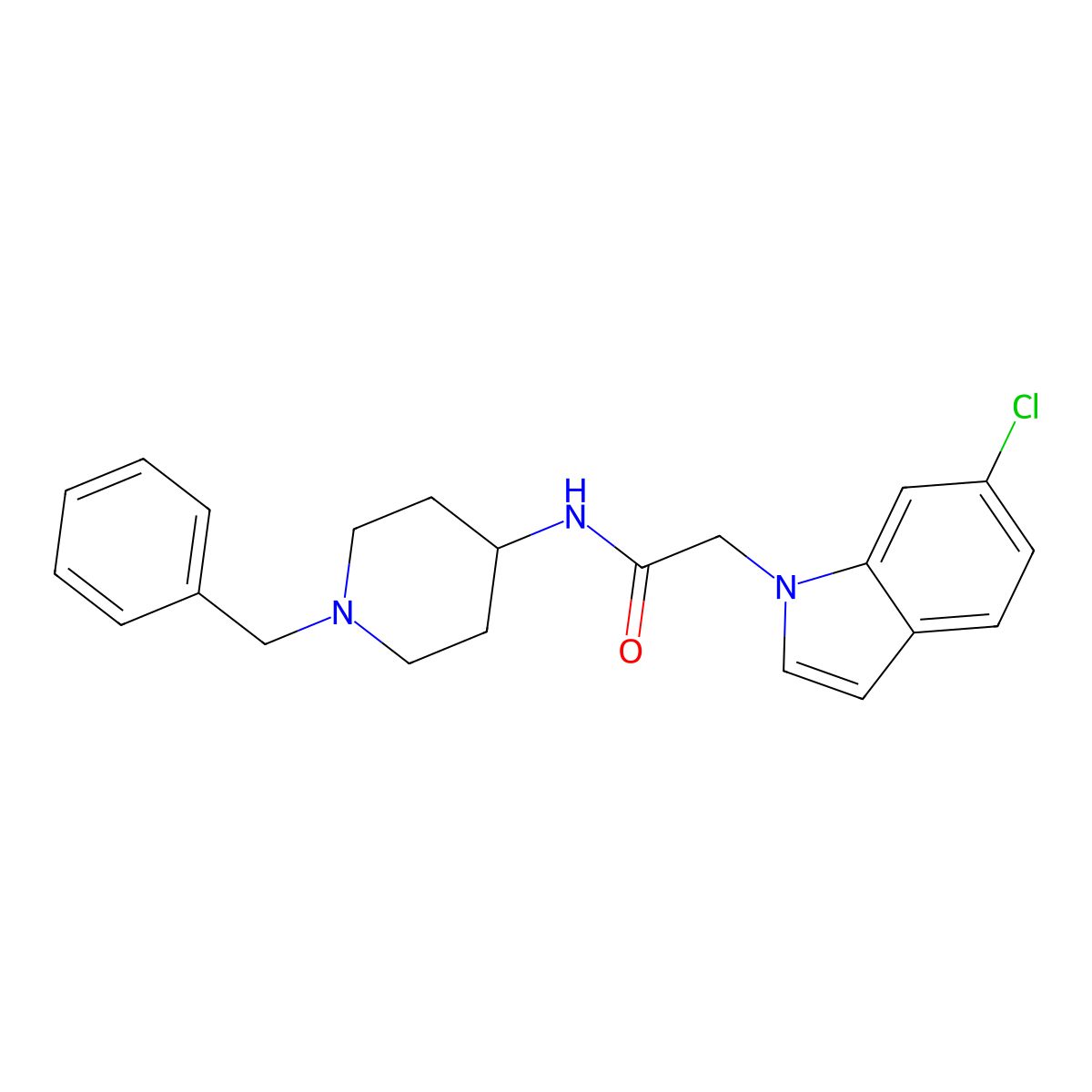 N-(1-benzyl-4-piperidinyl)-2-(6-chloro-1H-indol-1-yl)acetamide molecular structure, CAS 1144495-23-7
