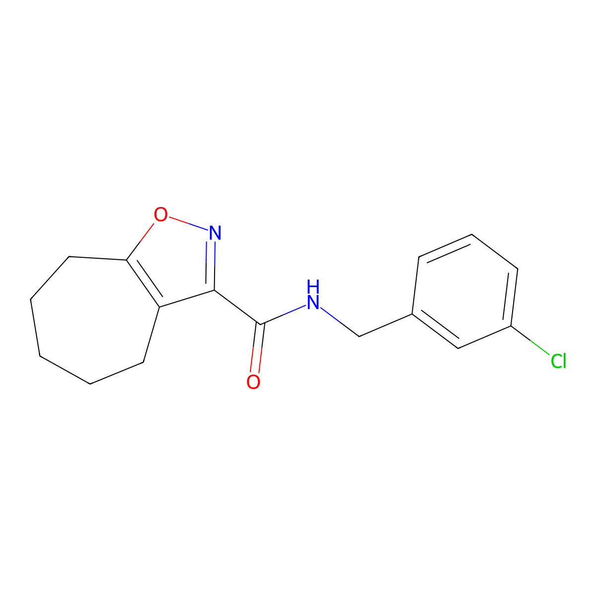 N-(3-chlorobenzyl)-5,6,7,8-tetrahydro-4H-cyclohepta[d]isoxazole-3-carboxamide molecular structure, CAS 1144495-27-1