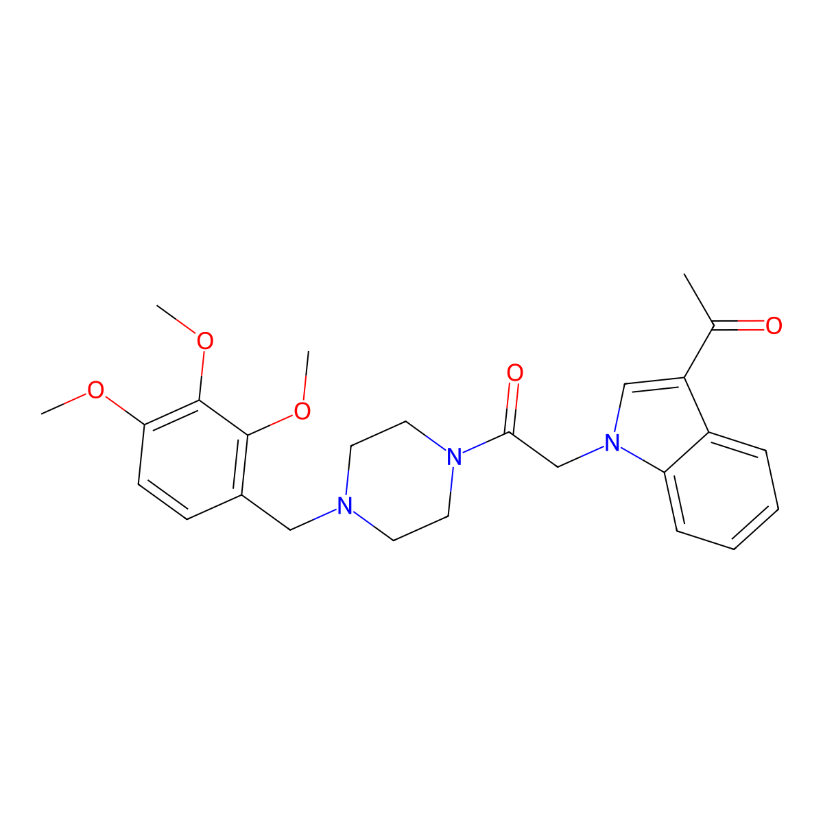 2-(3-acetyl-1H-indol-1-yl)-1-[4-(2,3,4-trimethoxybenzyl)piperazin-1-yl]ethanone molecular structure, CAS 1144495-34-0