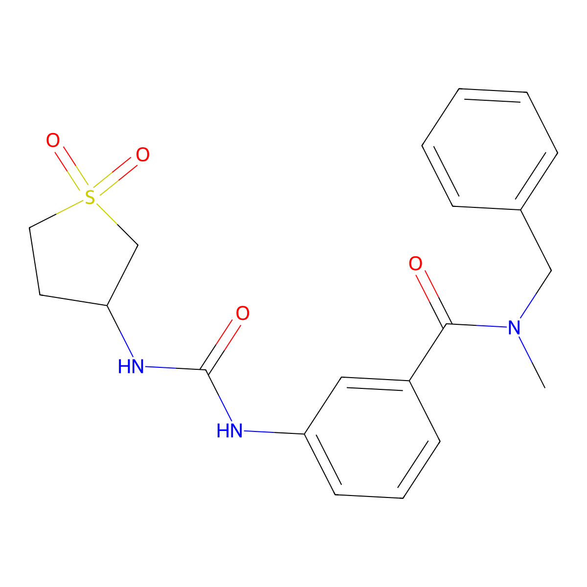 N-benzyl-3-{[(1,1-dioxidotetrahydrothiophen-3-yl)carbamoyl]amino}-N-methylbenzamide molecular structure, CAS 1144495-51-1