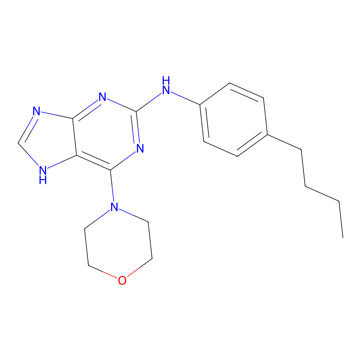 N-(4-butylphenyl)-6-morpholino-9H-purin-2-amine molecular structure, CAS 1144495-52-2