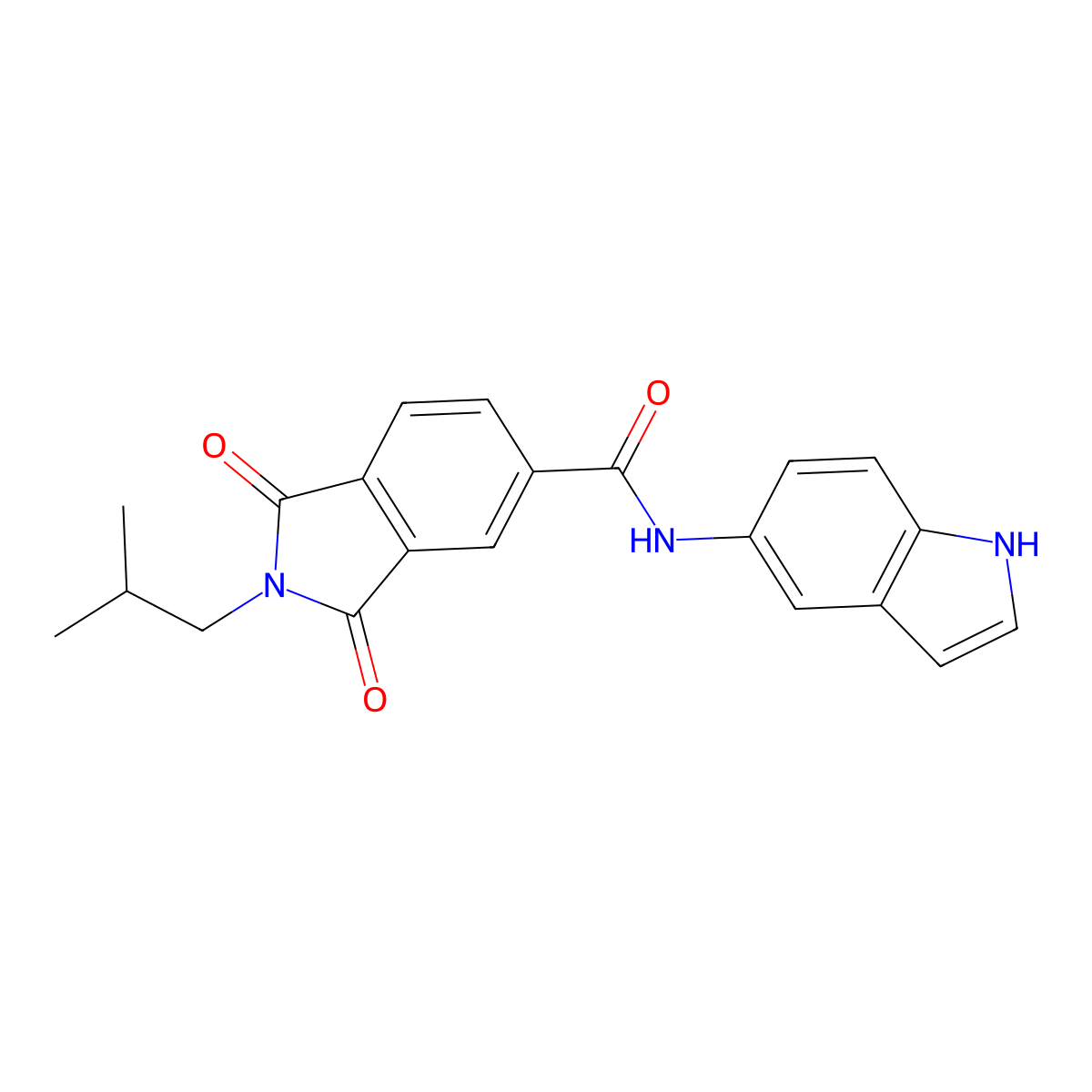 N-(1H-indol-5-yl)-2-(2-methylpropyl)-1,3-dioxo-2,3-dihydro-1H-isoindole-5-carboxamide molecular structure, CAS 1144495-87-3