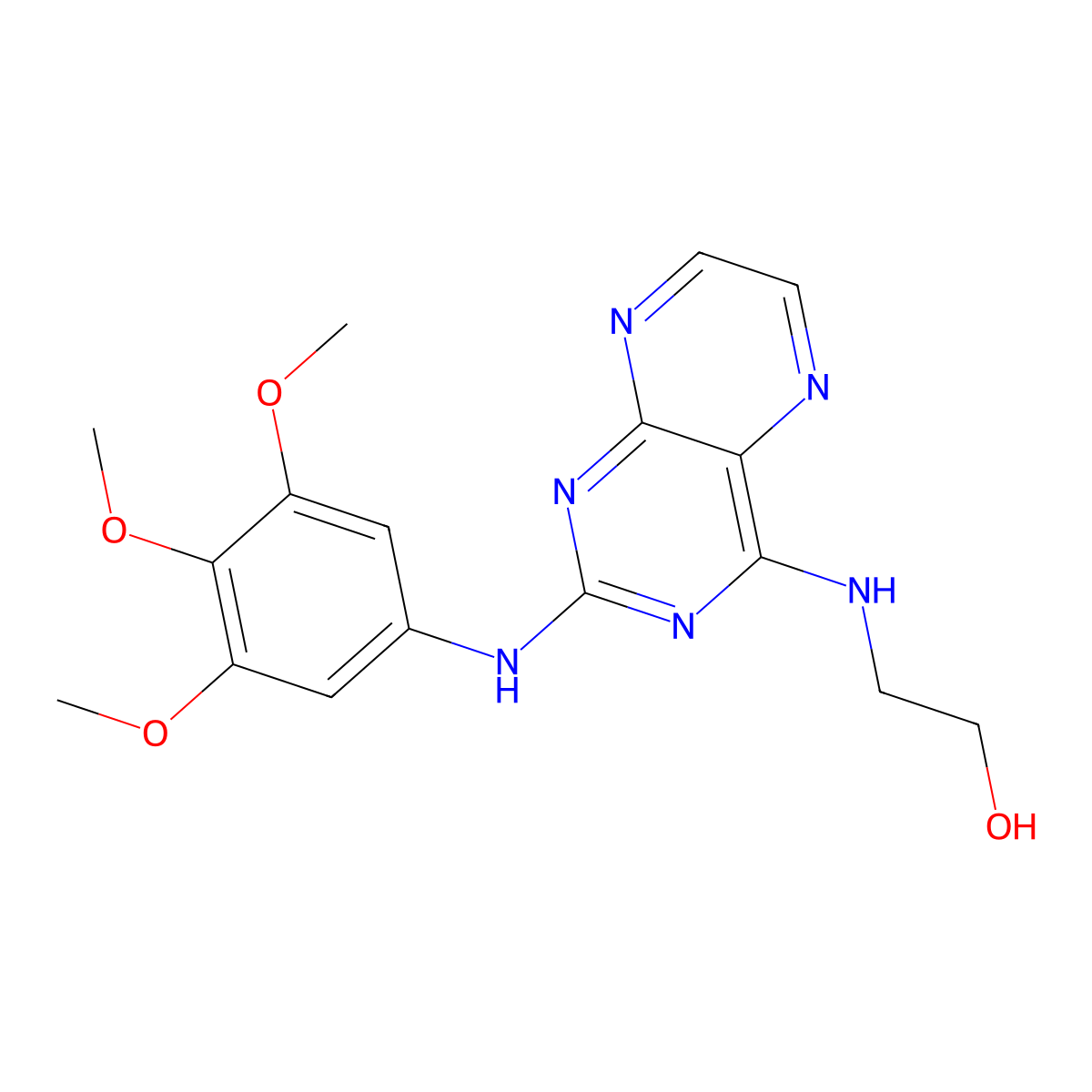 2-({2-[(3,4,5-Trimethoxyphenyl)amino]pteridin-4-yl}amino)ethan-1-ol molecular structure, CAS 1144496-04-7