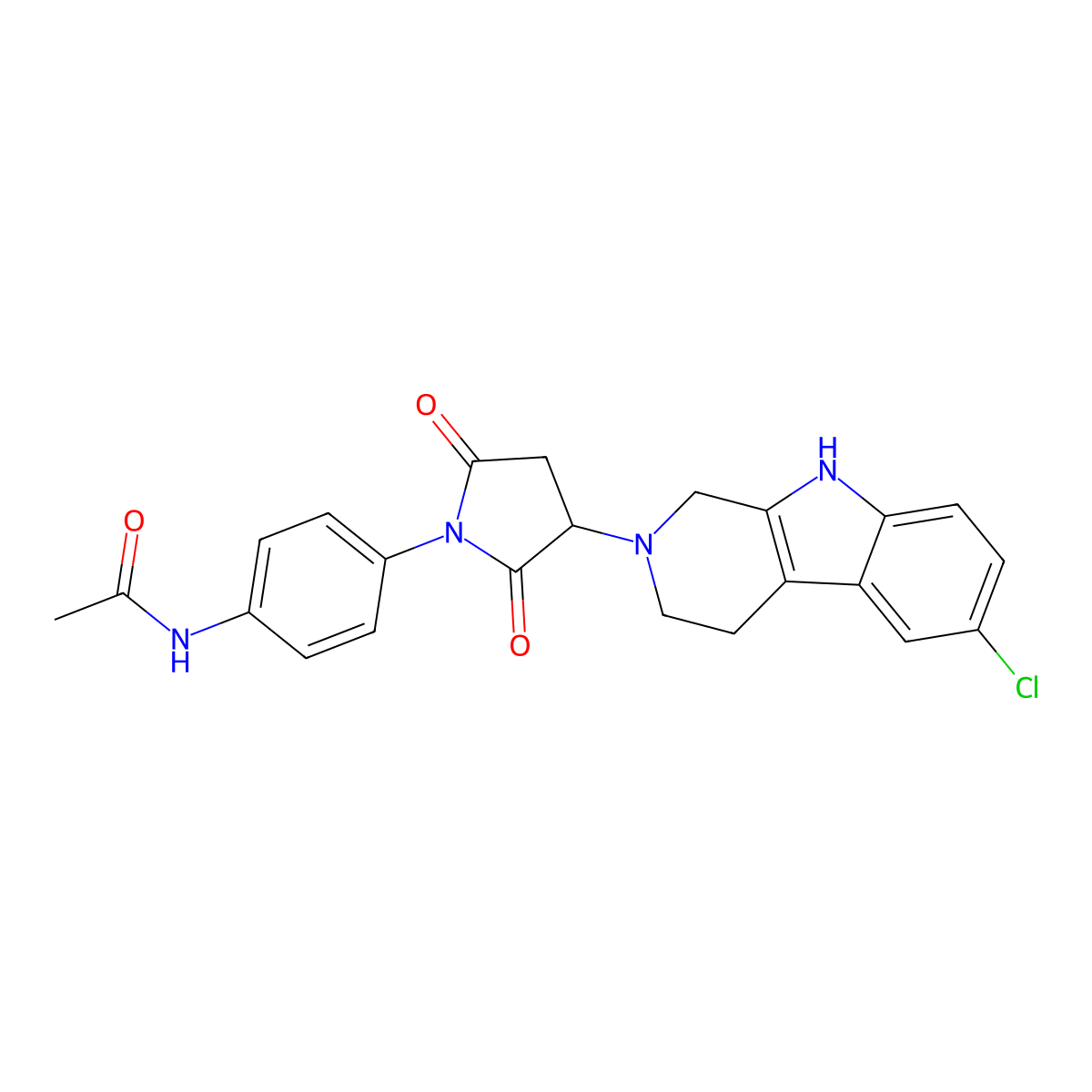 N-{4-[3-(6-chloro-1,3,4,9-tetrahydro-2H-beta-carbolin-2-yl)-2,5-dioxopyrrolidin-1-yl]phenyl}acetamide molecular structure, CAS 1144496-13-8