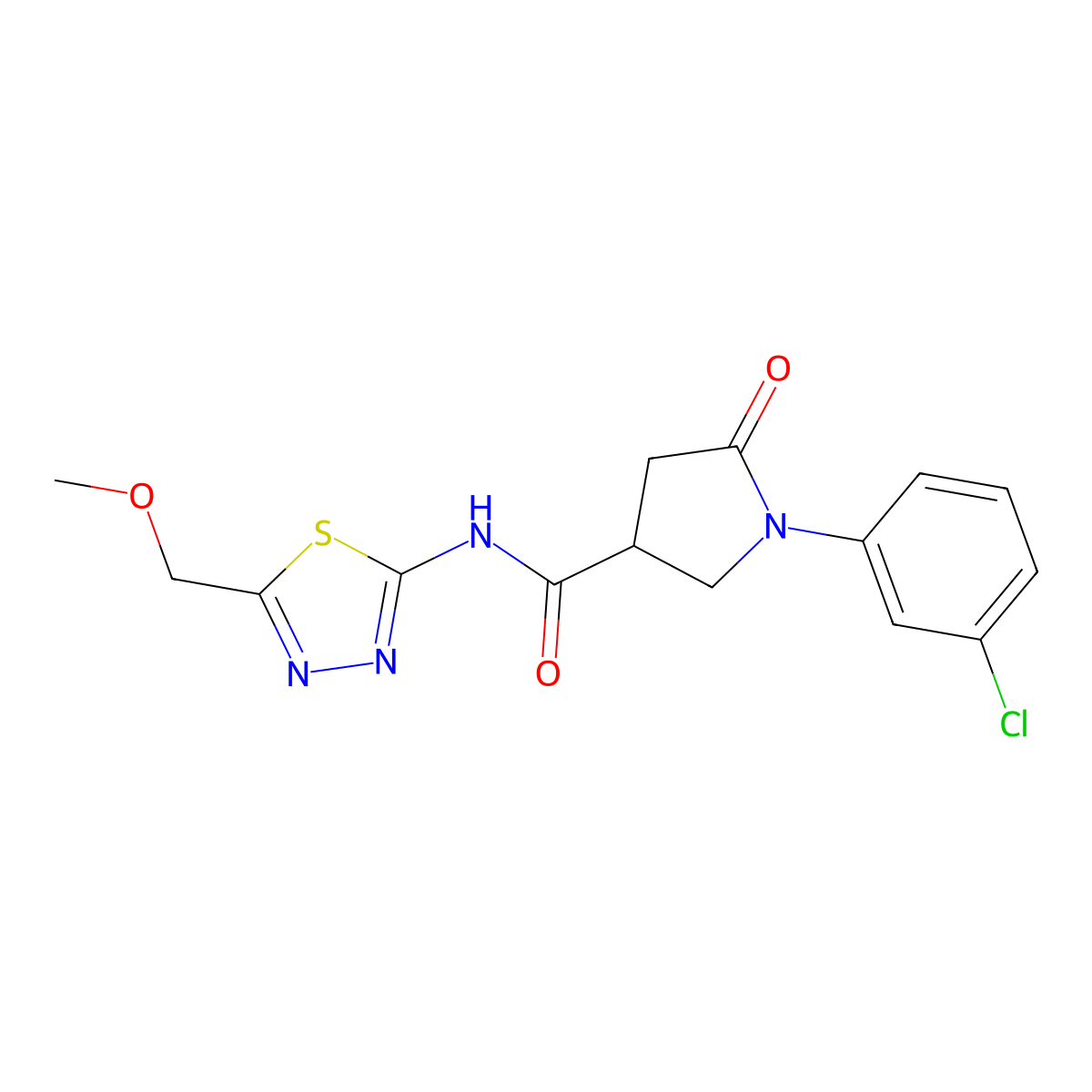 1-(3-chlorophenyl)-N-[(2E)-5-(methoxymethyl)-1,3,4-thiadiazol-2(3H)-ylidene]-5-oxopyrrolidine-3-carboxamide molecular structure, CAS 1144496-16-1