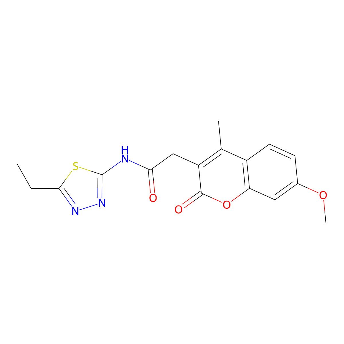 N-(5-ethyl-1,3,4-thiadiazol-2-yl)-2-(7-methoxy-4-methyl-2-oxo-2H-chromen-3-yl)acetamide molecular structure, CAS 1144496-20-7