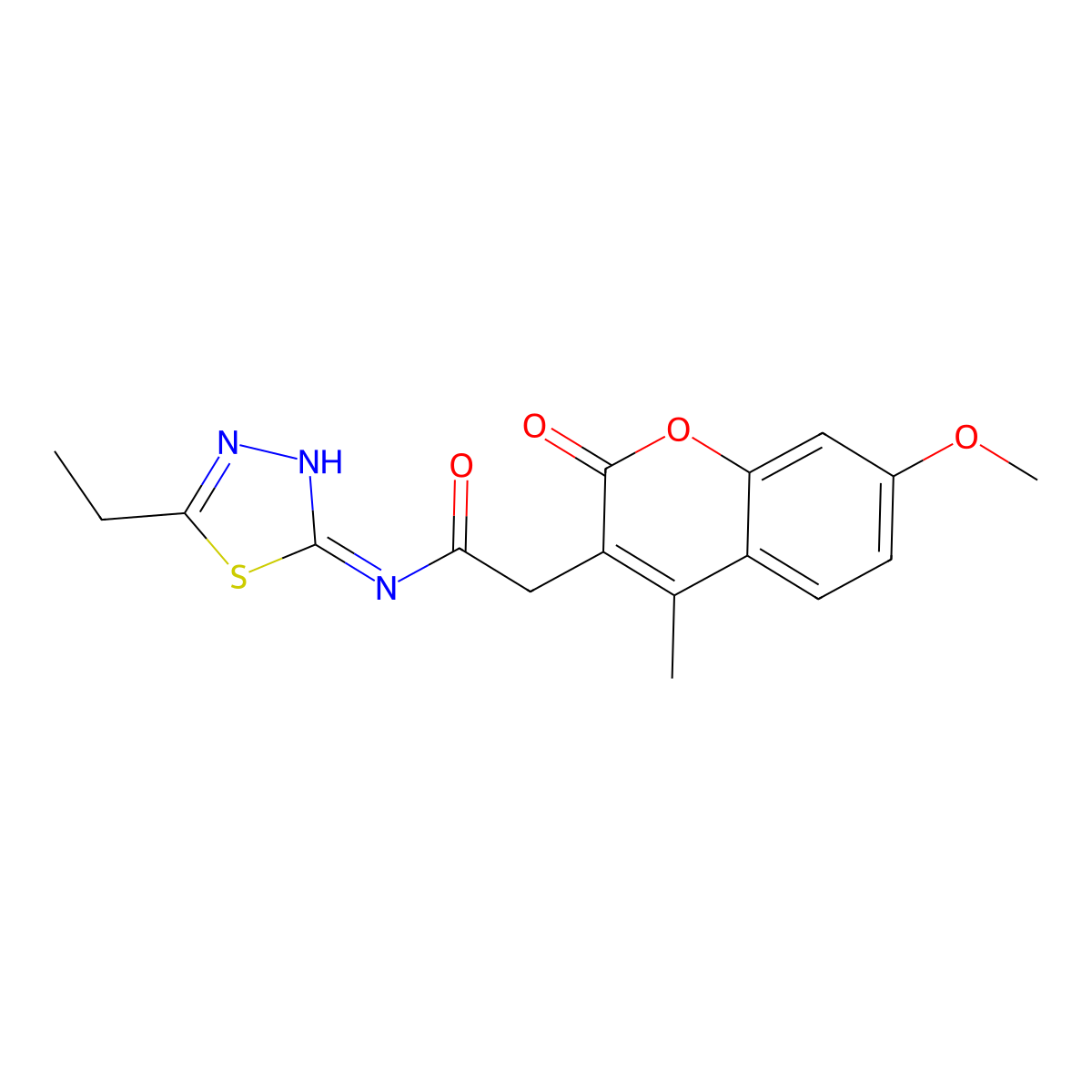 N-(5-ethyl-1,3,4-thiadiazol-2-yl)-2-(7-methoxy-4-methyl-2-oxo-2H-chromen-3-yl)acetamide molecular structure, CAS 1144496-20-7