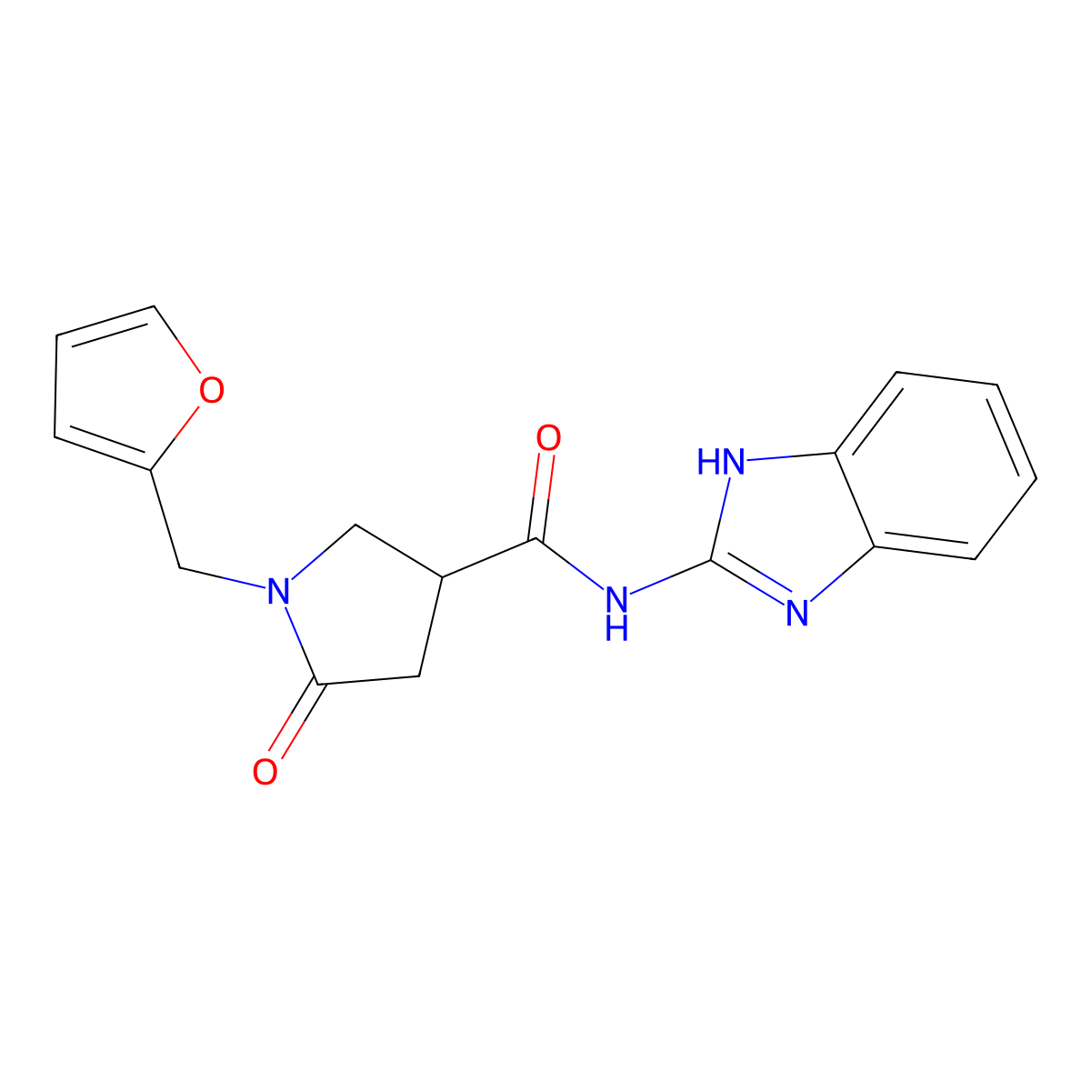 N-(1,3-dihydro-2H-benzimidazol-2-ylidene)-1-(furan-2-ylmethyl)-5-oxopyrrolidine-3-carboxamide molecular structure, CAS 1144496-32-1