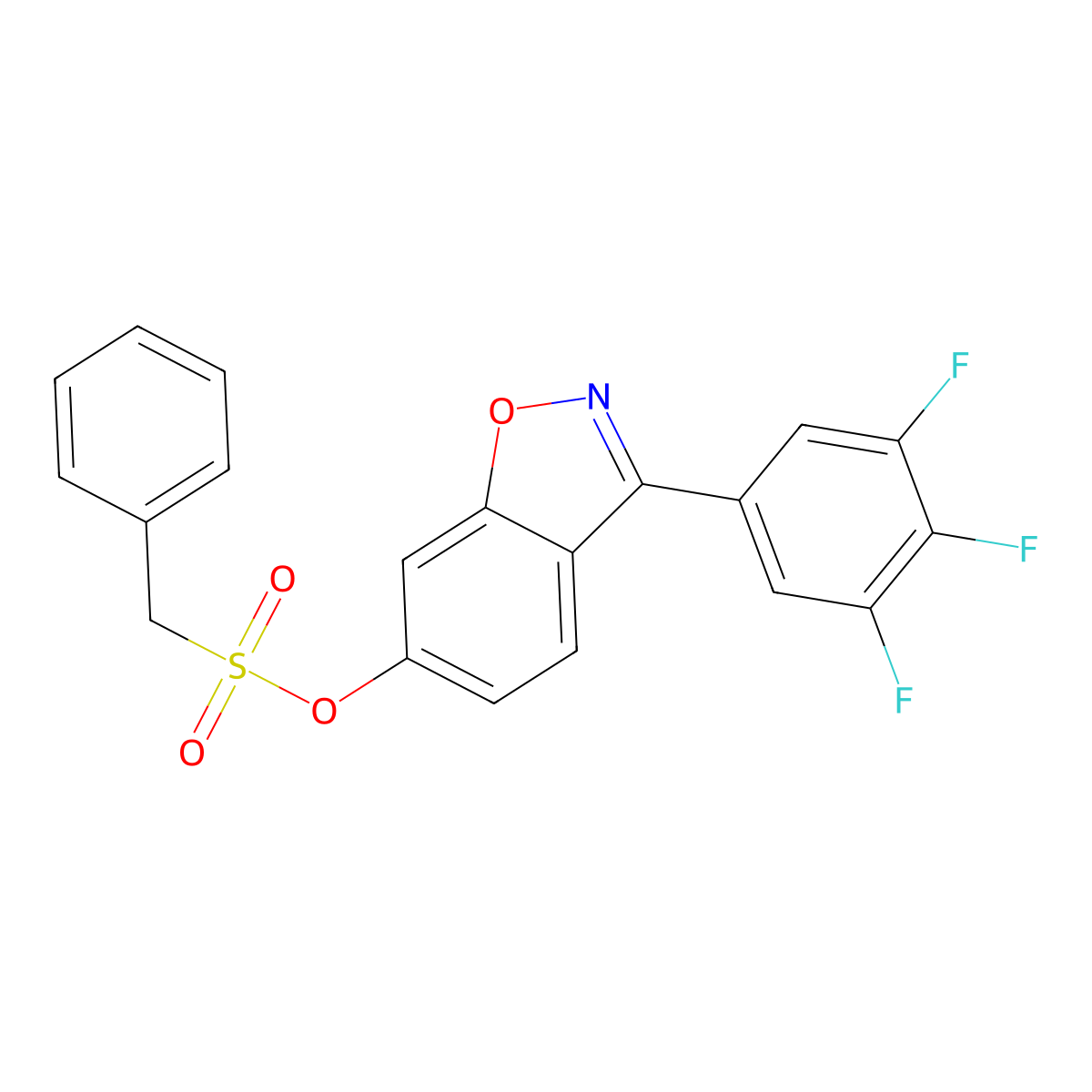 3-(3,4,5-Trifluorophenyl)-1,2-benzoxazol-6-yl phenylmethanesulfonate molecular structure, CAS 1144496-57-0
