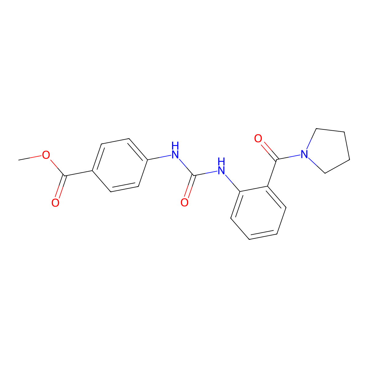 Methyl 4-({[2-(pyrrolidin-1-ylcarbonyl)phenyl]carbamoyl}amino)benzoate molecular structure, CAS 1144496-78-5