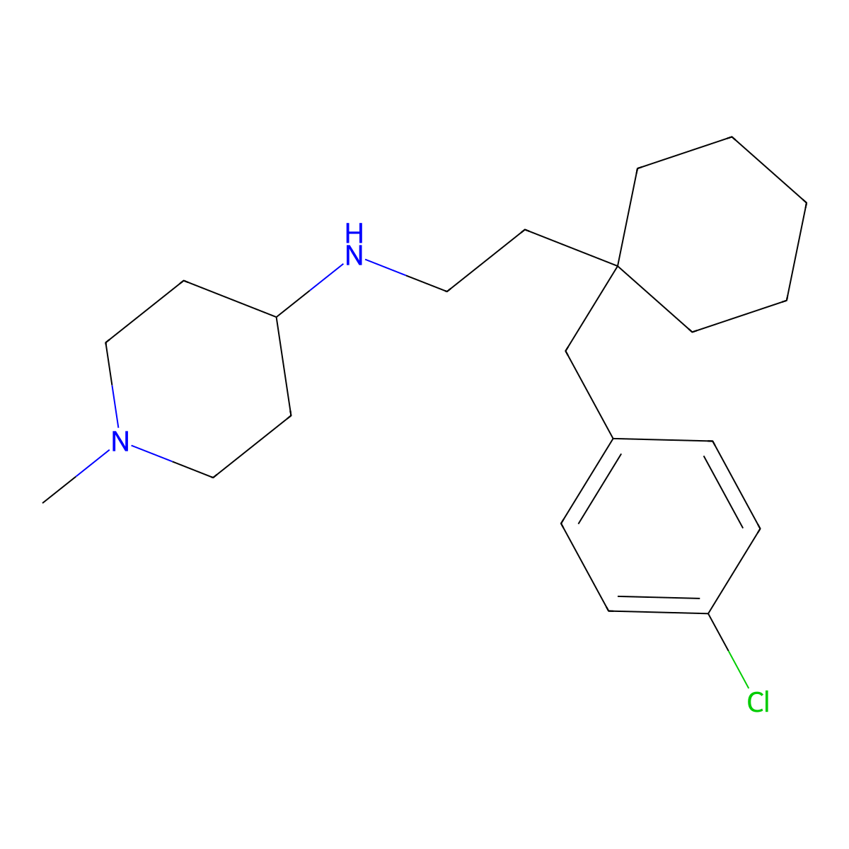 N-(2-(1-(4-chlorobenzyl)cyclohexyl)ethyl)-1-methylpiperidin-4-amine molecular structure, CAS 1144496-95-6