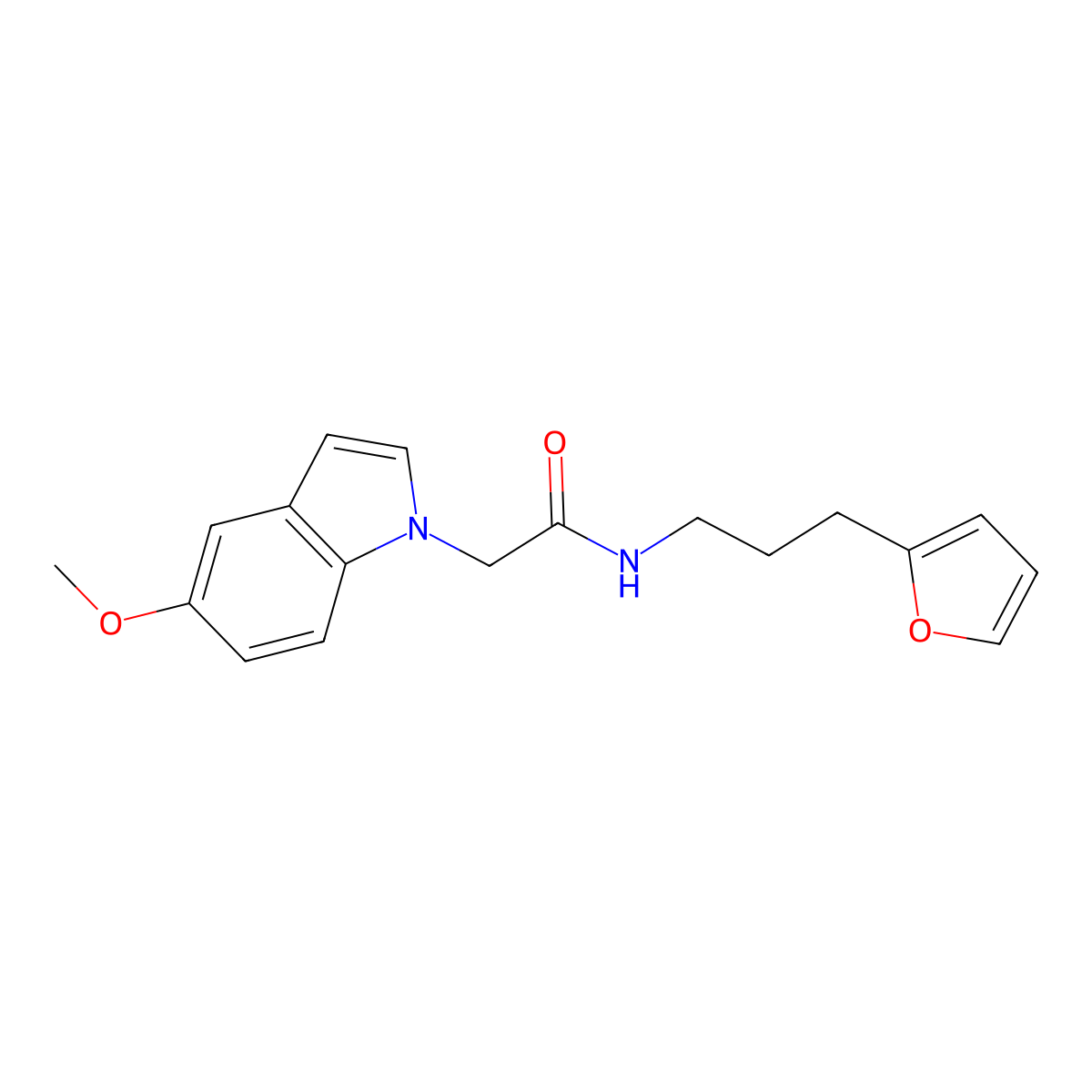 N-[3-(furan-2-yl)propyl]-2-(5-methoxy-1H-indol-1-yl)acetamide molecular structure, CAS 1144496-96-7