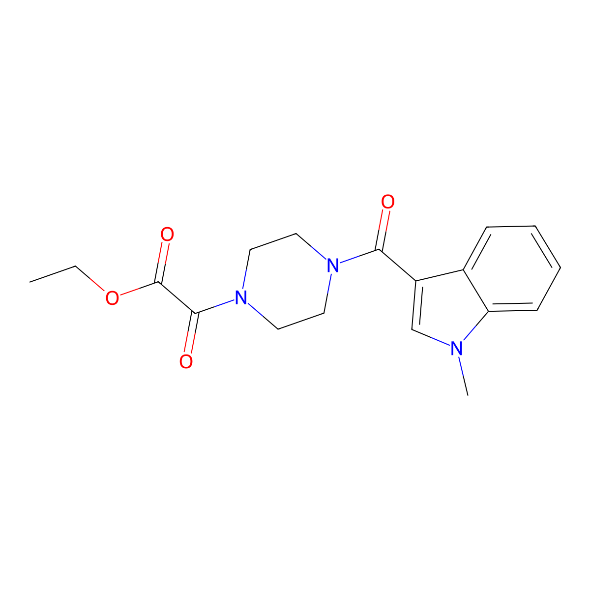 ethyl {4-[(1-methyl-1H-indol-3-yl)carbonyl]piperazin-1-yl}(oxo)acetate molecular structure, CAS 1144497-11-9
