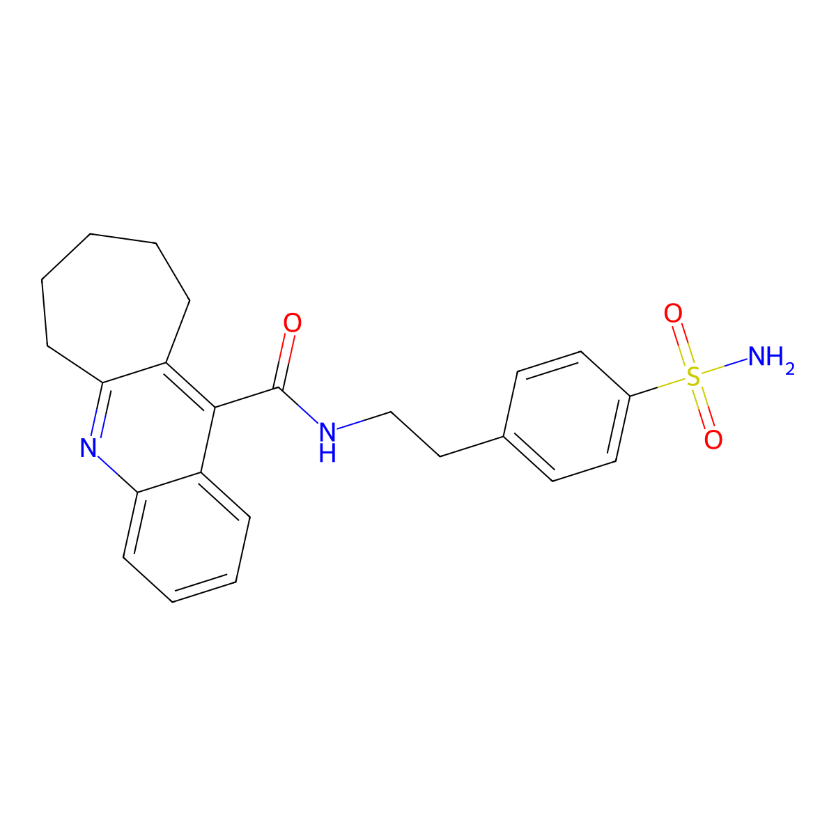 N-[4-(aminosulfonyl)phenethyl]-7,8,9,10-tetrahydro-6H-cyclohepta[b]quinoline-11-carboxamide molecular structure, CAS 1144497-26-6