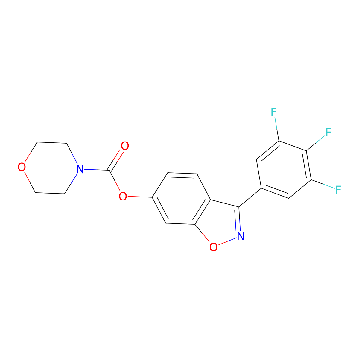 3-(3,4,5-Trifluorophenyl)-1,2-benzoxazol-6-yl morpholine-4-carboxylate molecular structure, CAS 1144497-32-4