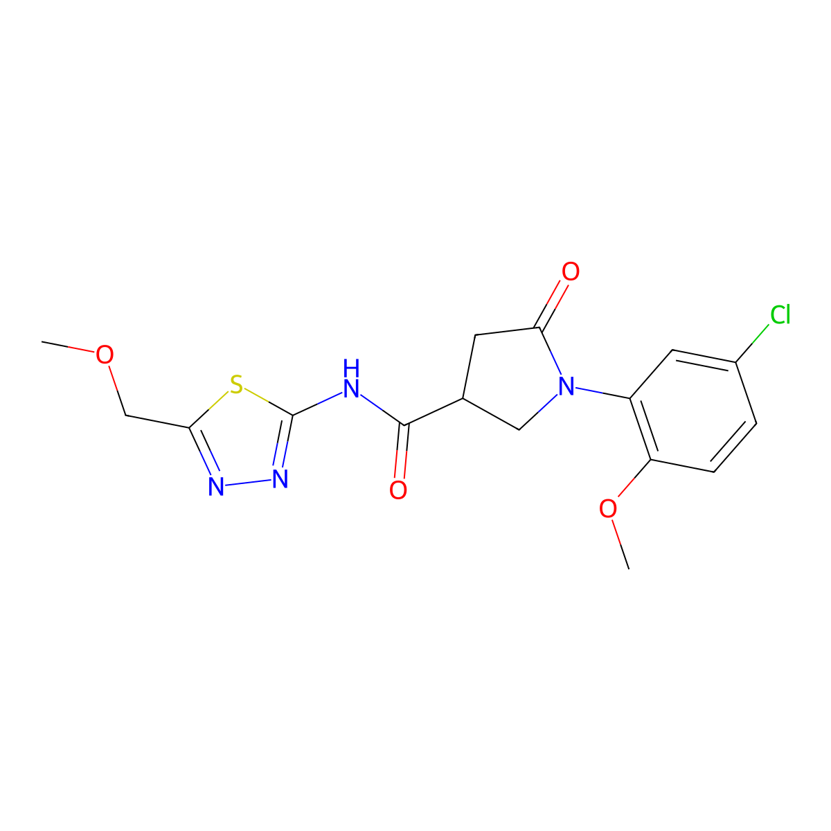 1-(5-chloro-2-methoxyphenyl)-N-[(2E)-5-(methoxymethyl)-1,3,4-thiadiazol-2(3H)-ylidene]-5-oxopyrrolidine-3-carboxamide molecular structure, CAS 1144497-36-8