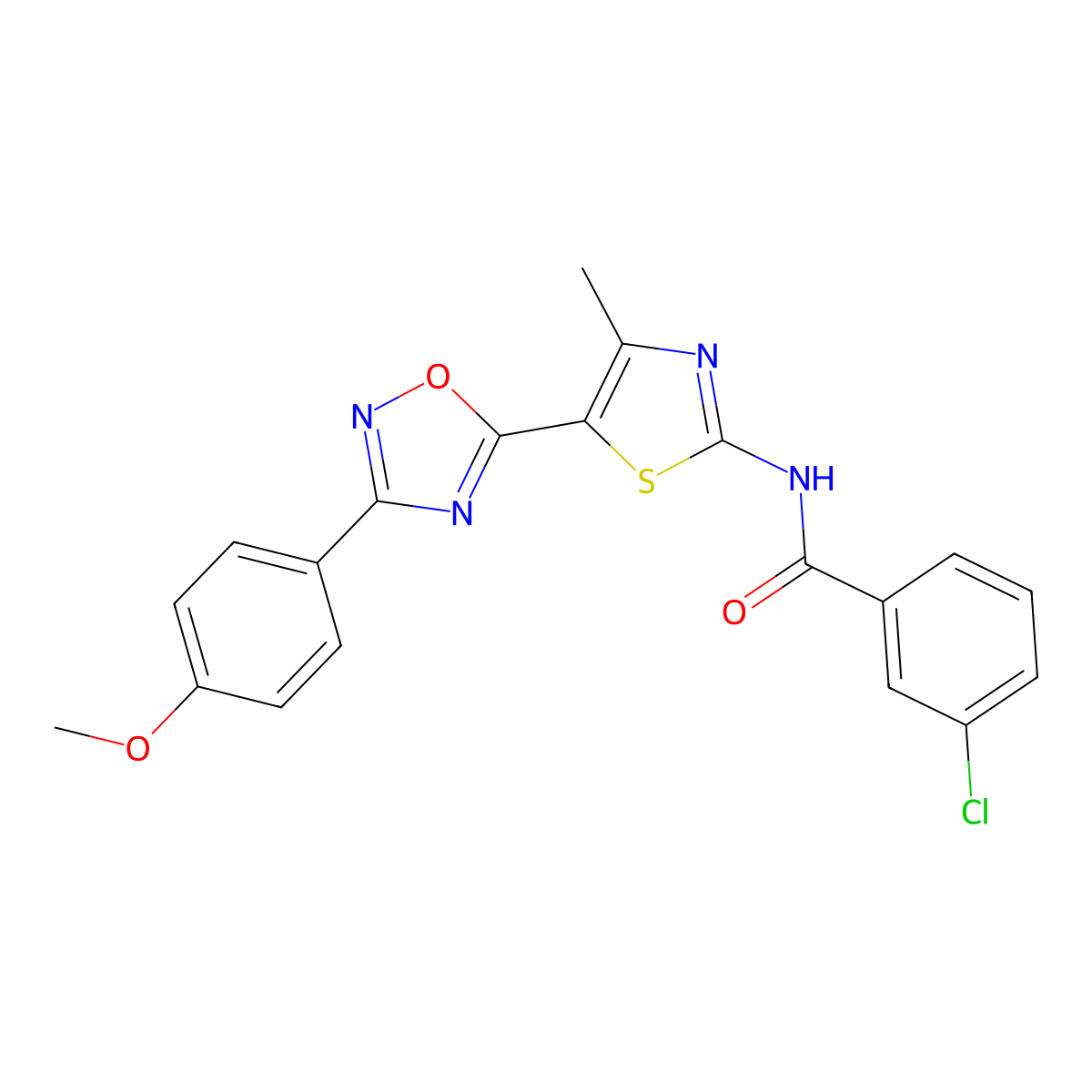 3-chloro-N-[(2E)-5-[3-(4-methoxyphenyl)-1,2,4-oxadiazol-5-yl]-4-methyl-1,3-thiazol-2(3H)-ylidene]benzamide molecular structure, CAS 1144497-40-4