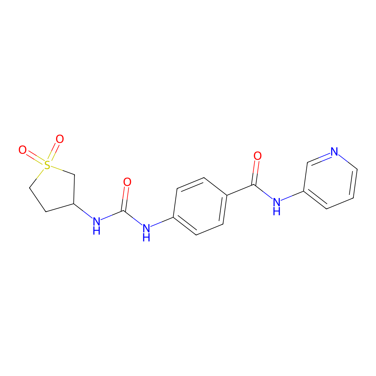 4-{[(1,1-dioxidotetrahydrothiophen-3-yl)carbamoyl]amino}-N-(pyridin-3-yl)benzamide molecular structure, CAS 1144497-41-5