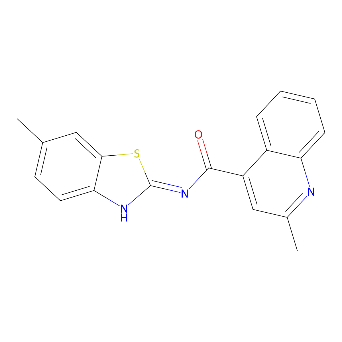 2-methyl-N-[(2Z)-6-methyl-1,3-benzothiazol-2(3H)-ylidene]quinoline-4-carboxamide molecular structure, CAS 1144497-42-6