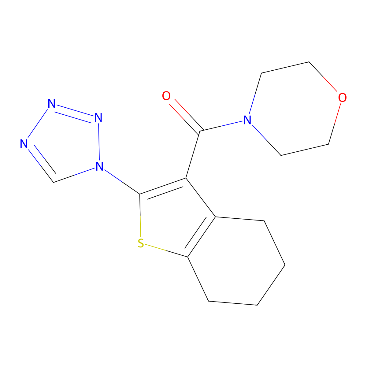 morpholin-4-yl[2-(1H-tetrazol-1-yl)-4,5,6,7-tetrahydro-1-benzothiophen-3-yl]methanone molecular structure, CAS 1144497-47-1