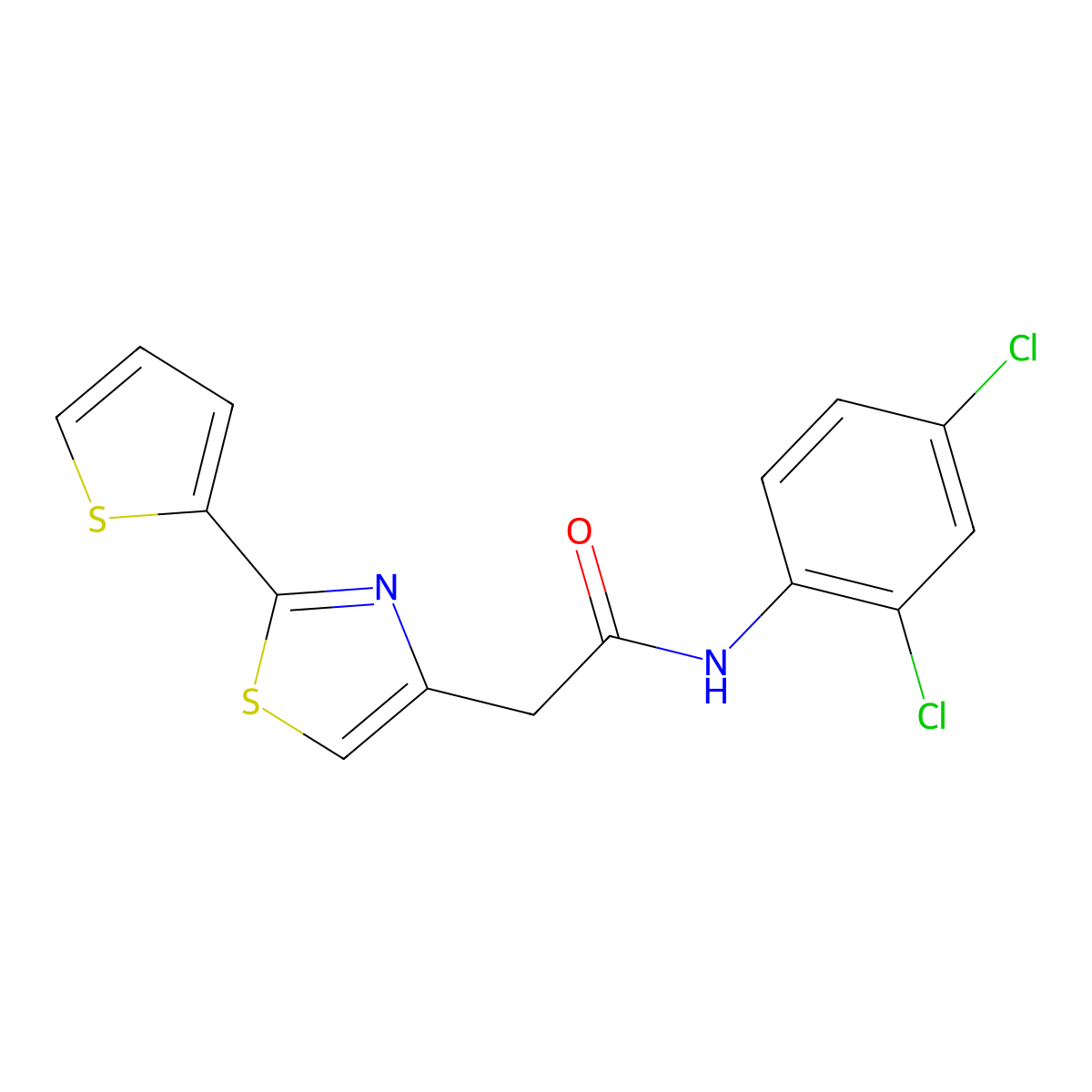 N-(2,4-dichlorophenyl)-2-[2-(thiophen-2-yl)-1,3-thiazol-4-yl]acetamide molecular structure, CAS 1144497-55-1