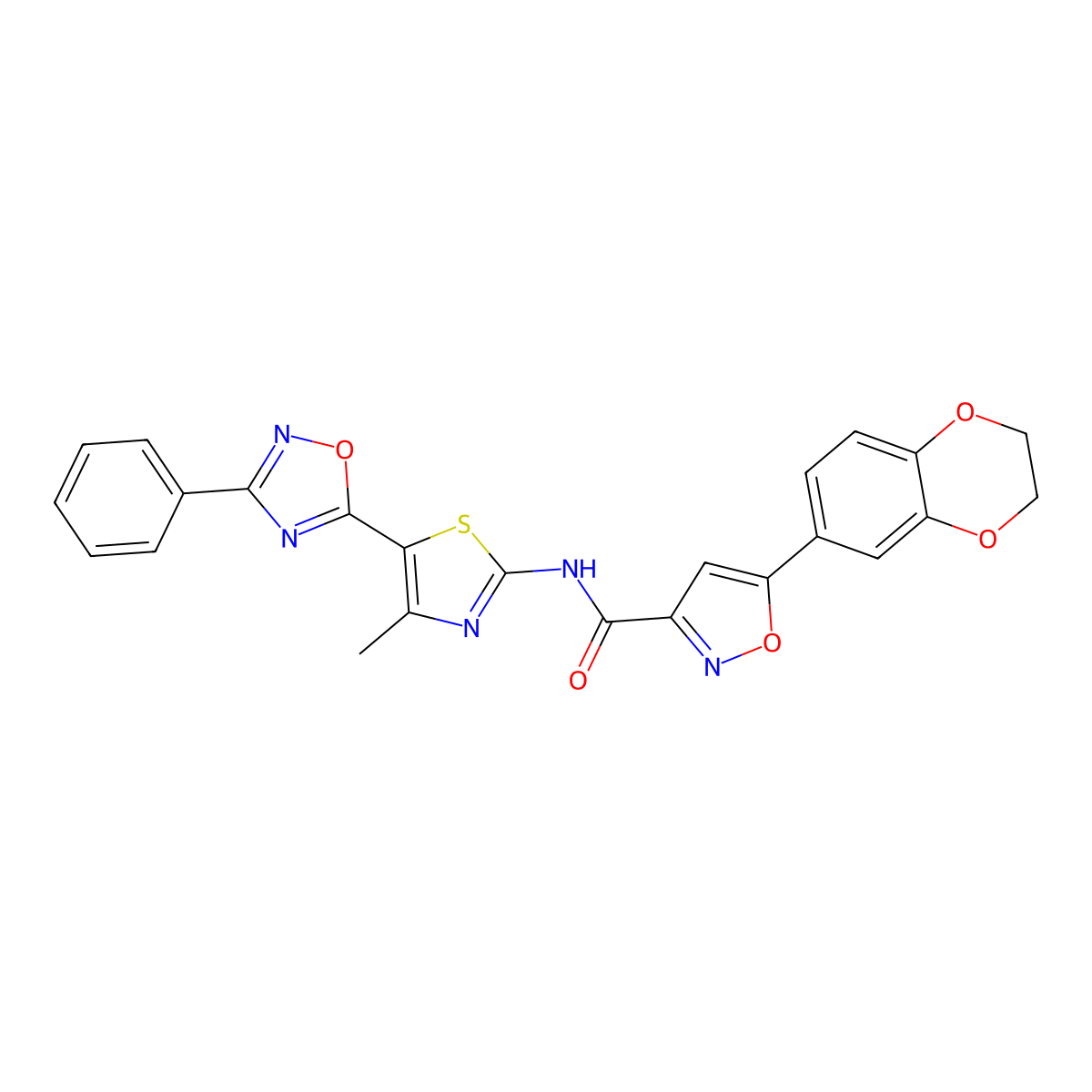 5-(2,3-dihydro-1,4-benzodioxin-6-yl)-N-[(2Z)-4-methyl-5-(3-phenyl-1,2,4-oxadiazol-5-yl)-1,3-thiazol-2(3H)-ylidene]-1,2-oxazole-3-carboxamide molecular structure, CAS 1144497-65-3